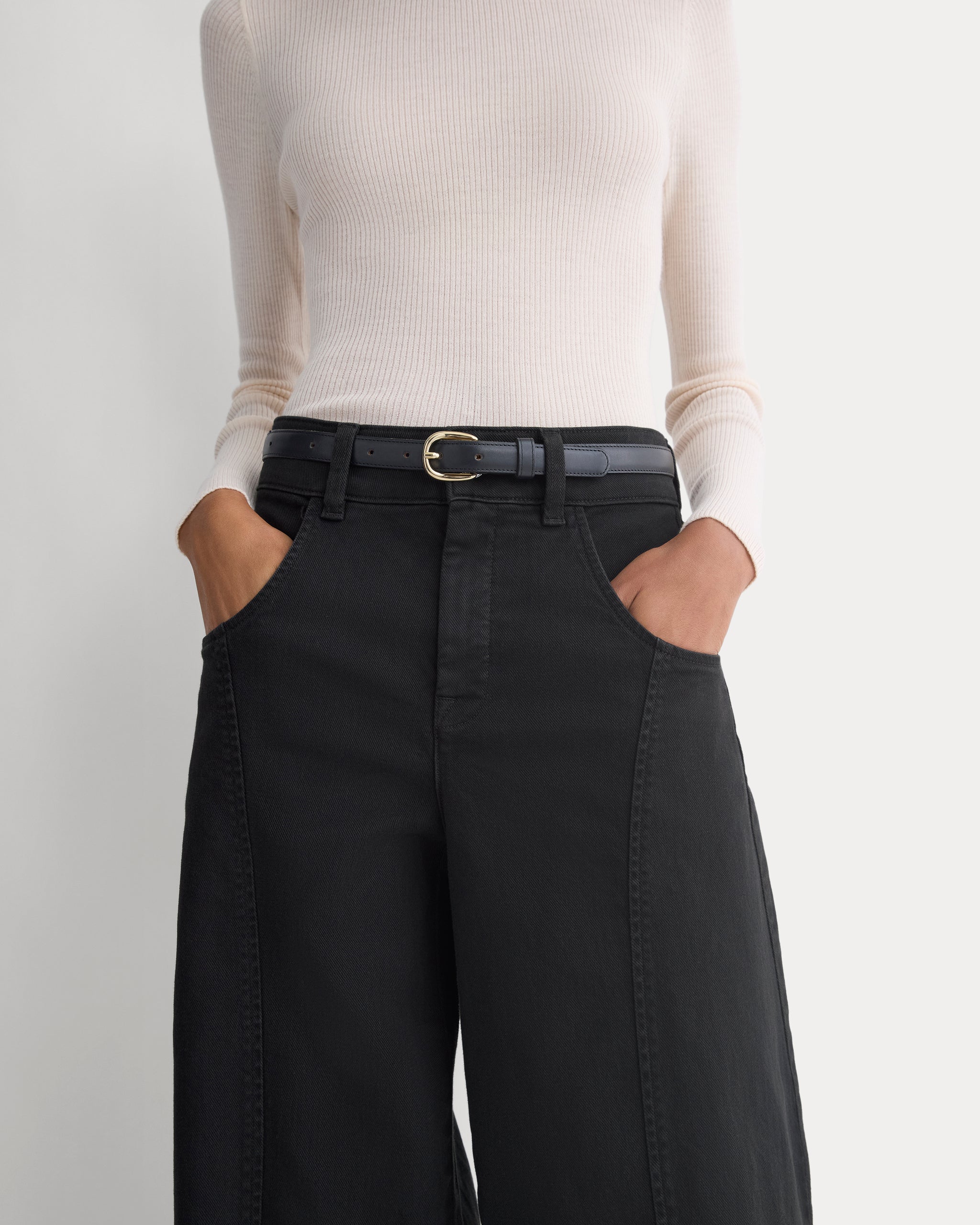 Utility Seamed Wide-Leg Pant | Black | Regular