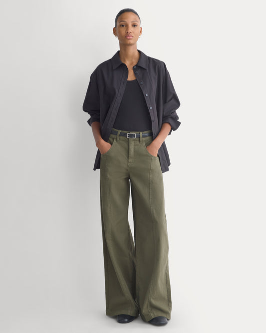 Utility Seamed Wide-Leg Pant | Olive Night | 32" Inseam