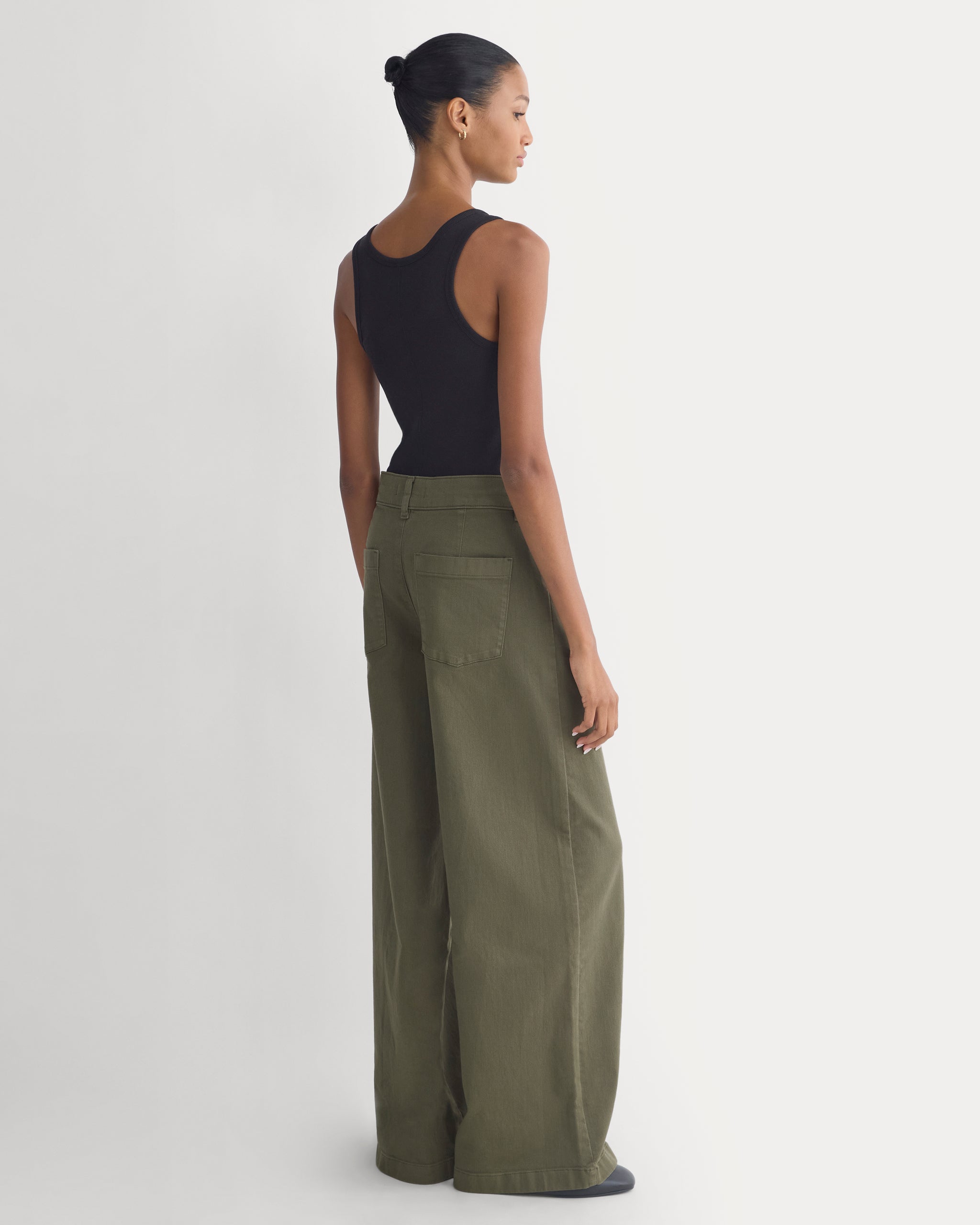 Utility Seamed Wide-Leg Pant | Olive Night | Long