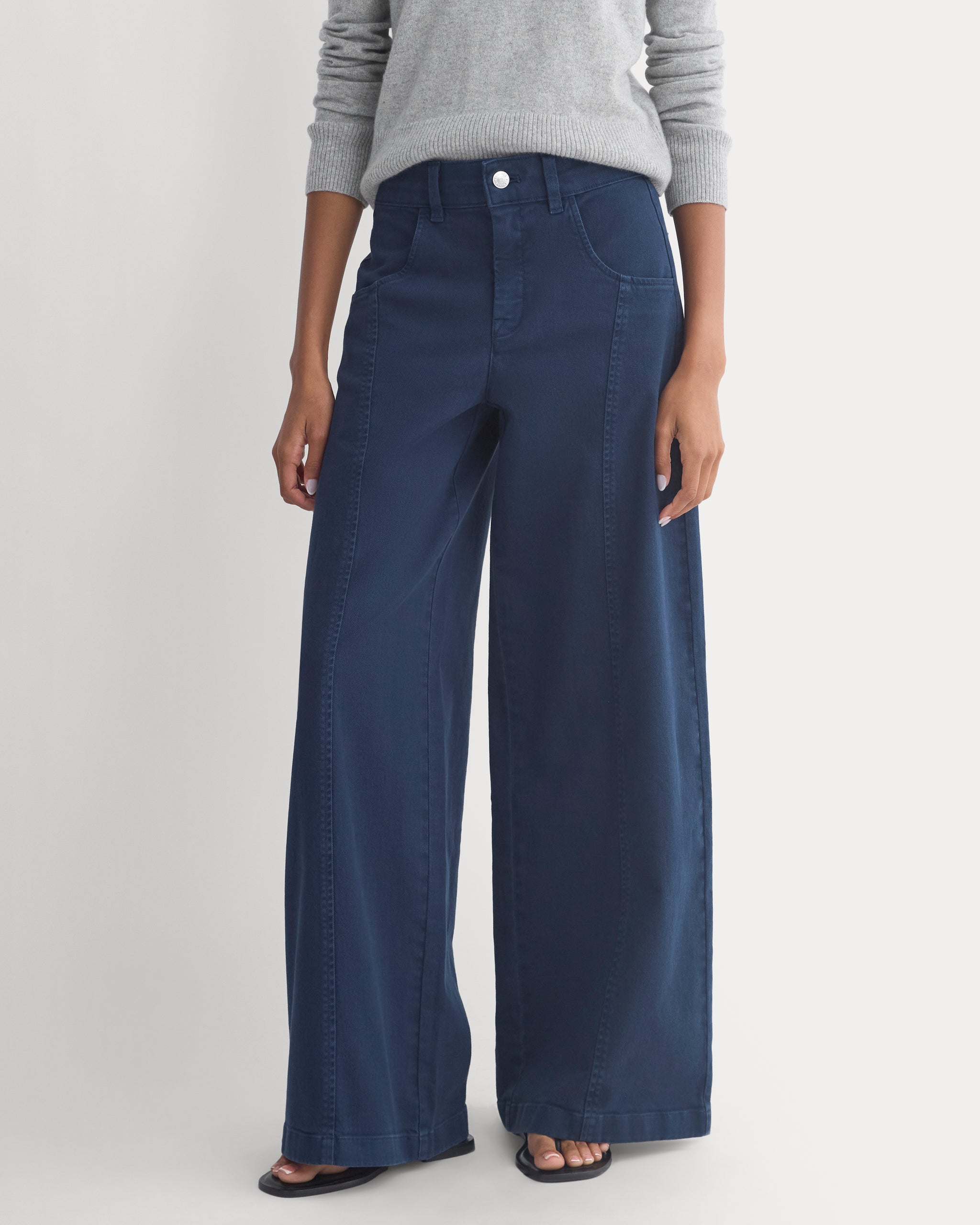 Utility Seamed Wide-Leg Pant | Navy | 30" Inseam