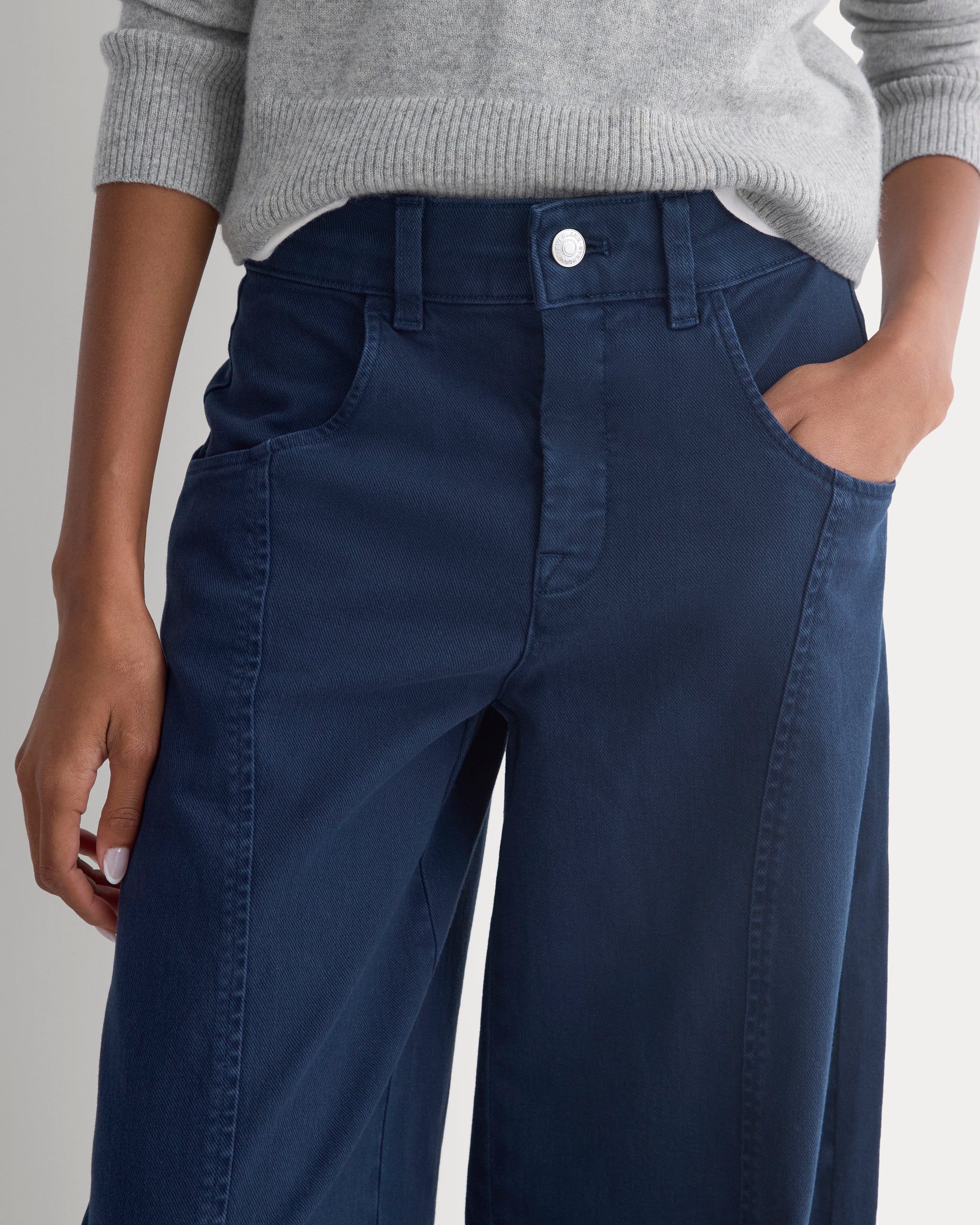 Utility Seamed Wide-Leg Pant | Navy | Long