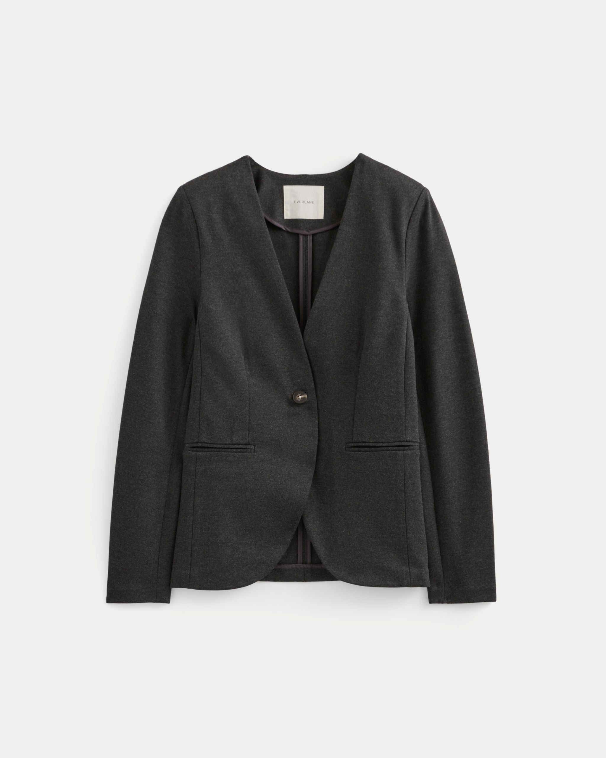 Collarless Ponte Blazer | Heathered Soot