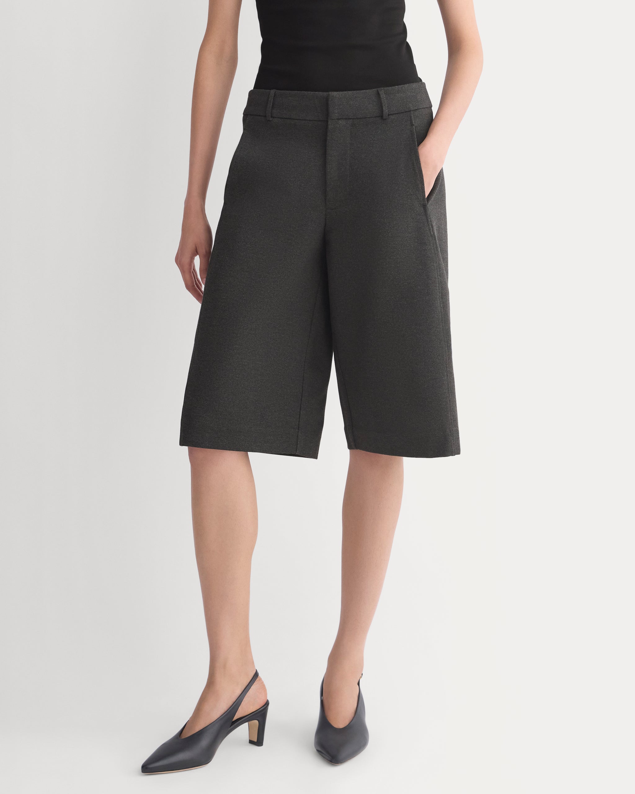 Ponte Bermuda Shorts | Heathered Soot