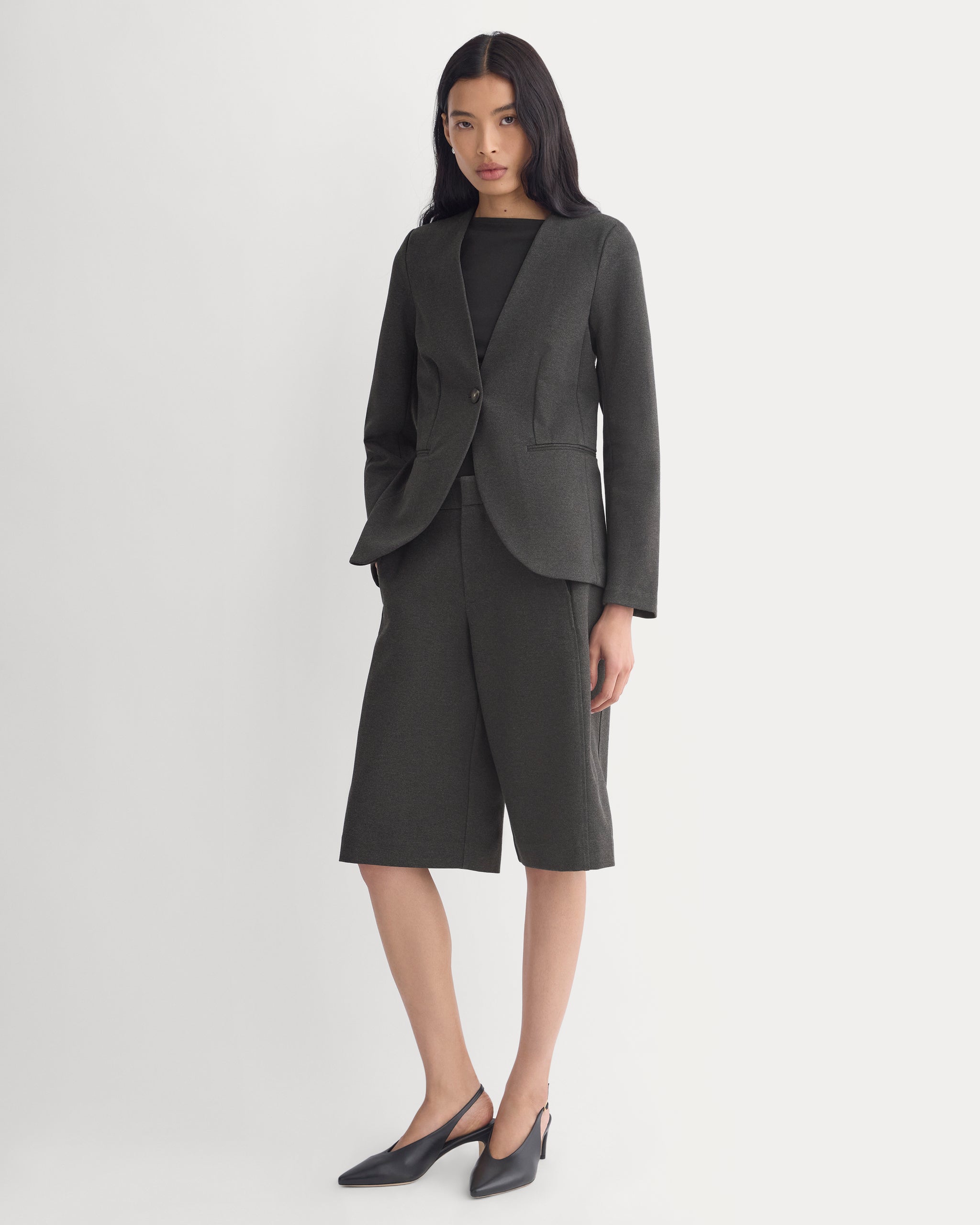 Ponte Bermuda Shorts | Heathered Soot