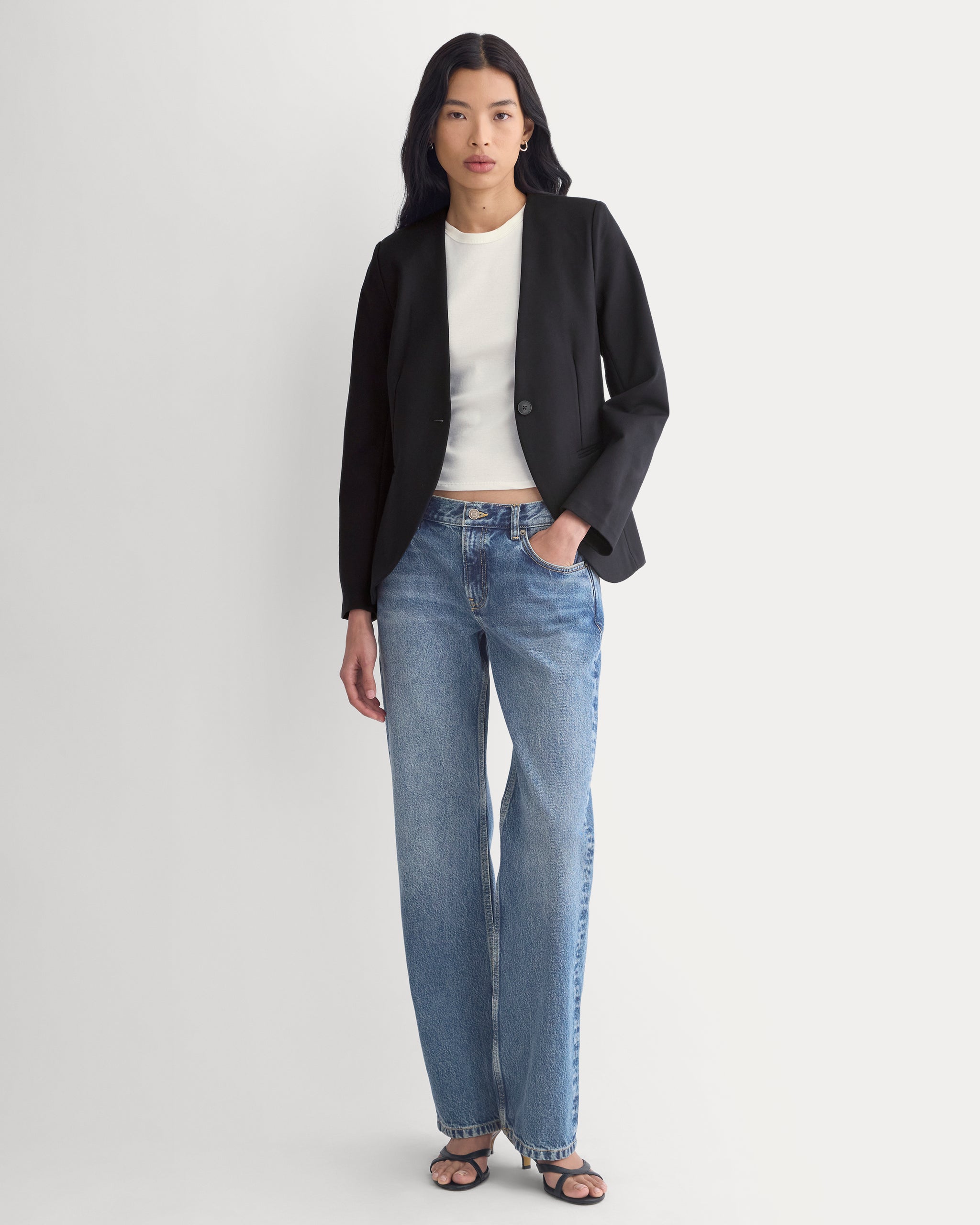 Collarless Ponte Blazer | Black