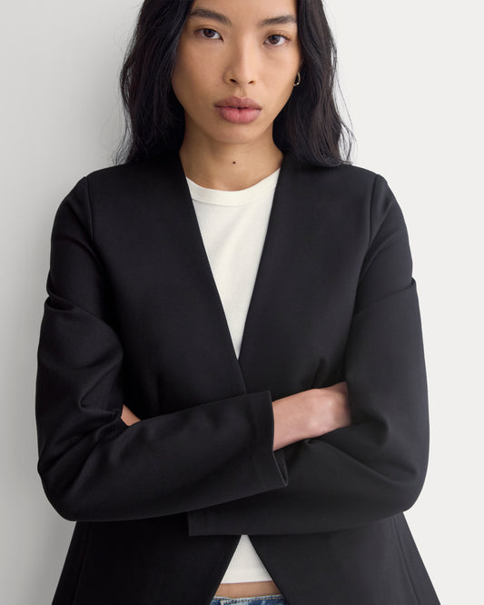Collarless Ponte Blazer | Black