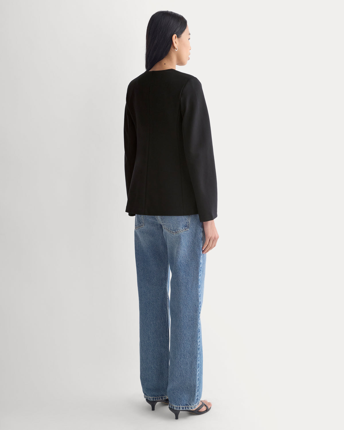 Collarless Ponte Blazer | Black