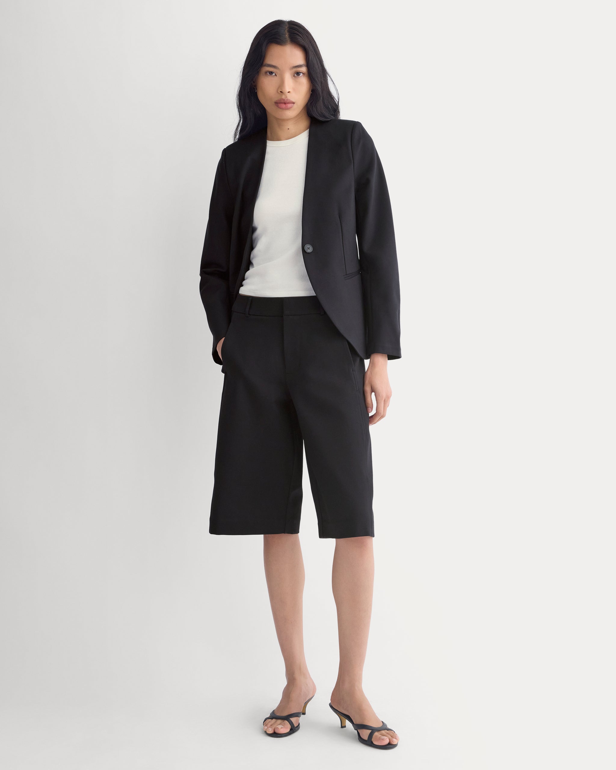Collarless Ponte Blazer | Black