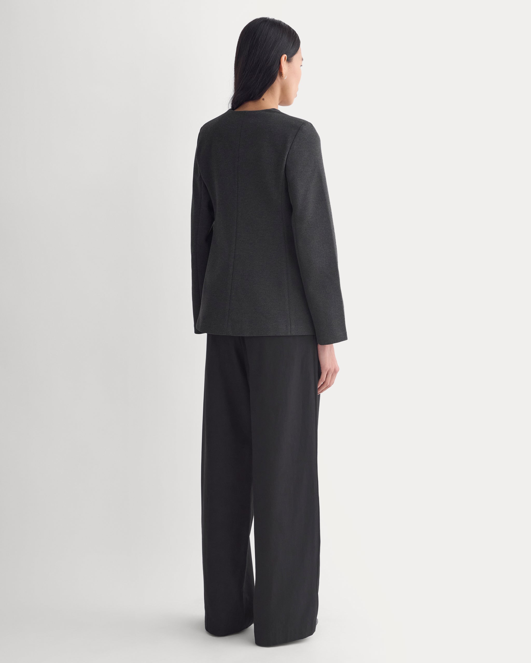 Collarless Ponte Blazer | Heathered Soot