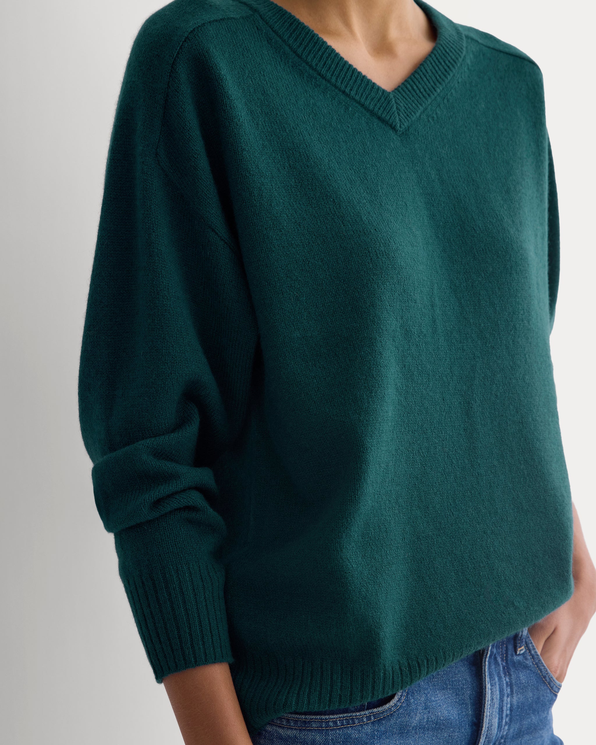 Cashmere High V Boyfriend Sweater | Ponderosa Pine