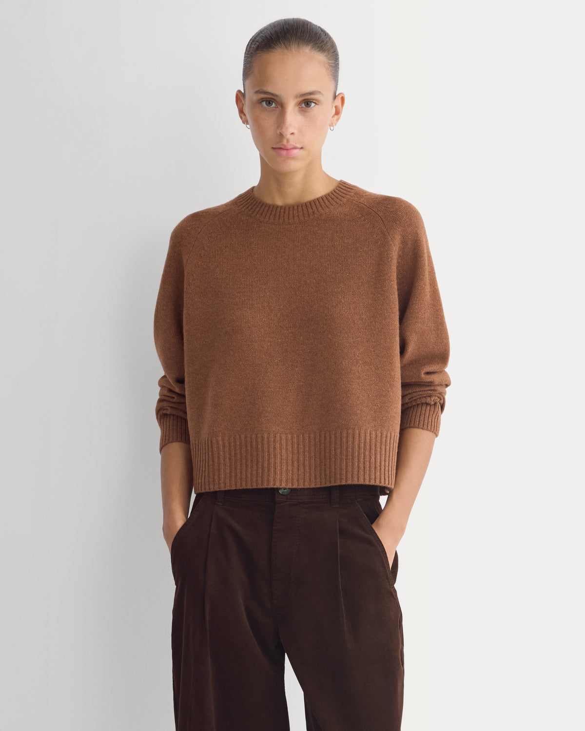 The Boxy Crew in Cashmere | Brown