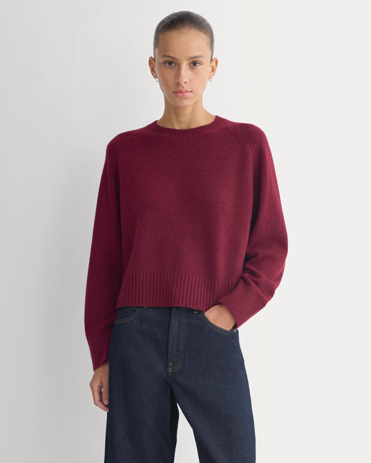 The Boxy Crew in Cashmere | Heather Wine