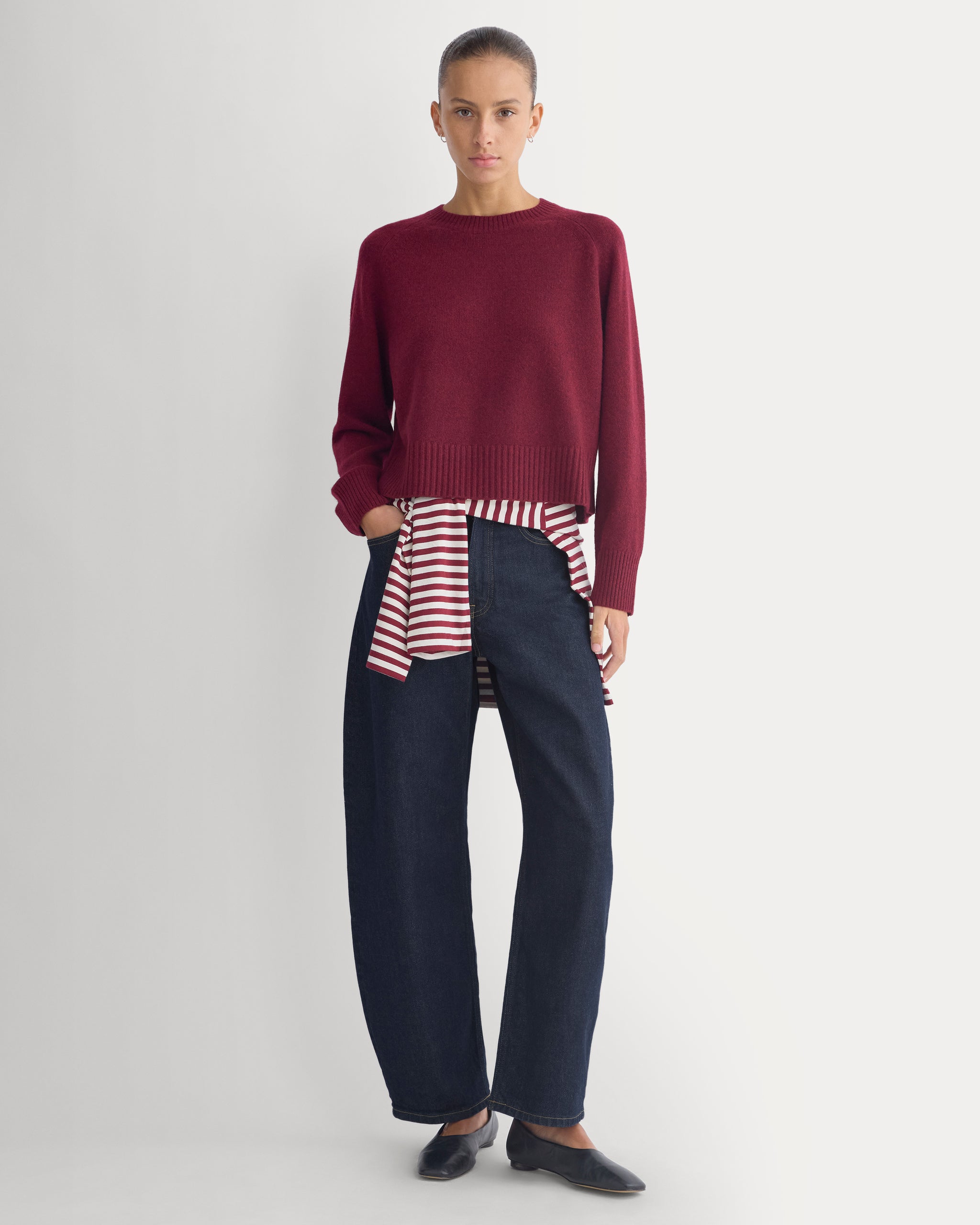 The Boxy Crew in Cashmere | Heather Wine