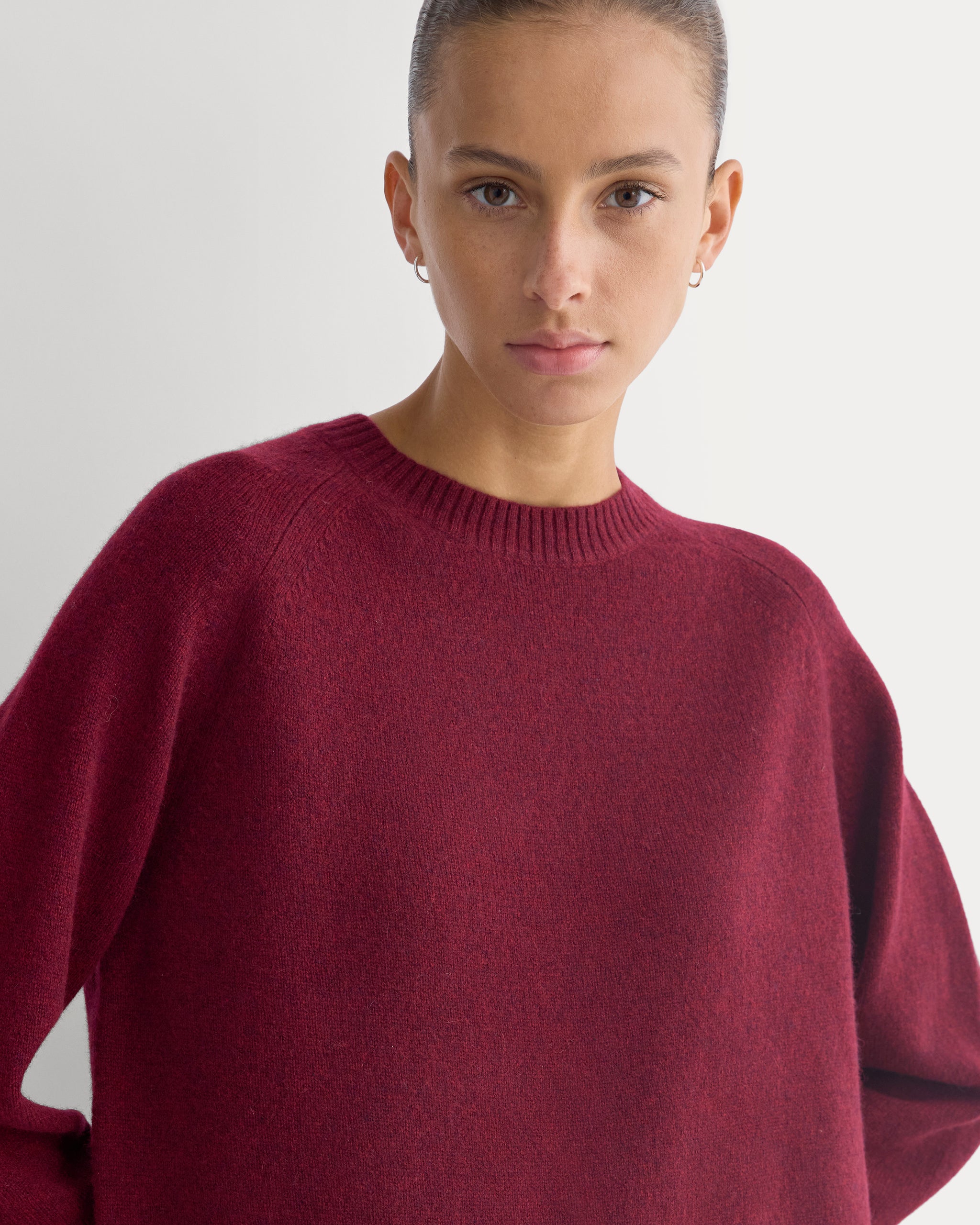 The Boxy Crew in Cashmere | Heather Wine