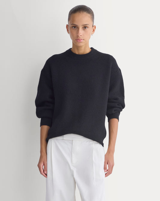 Cashmere Fisherman Crew | Black