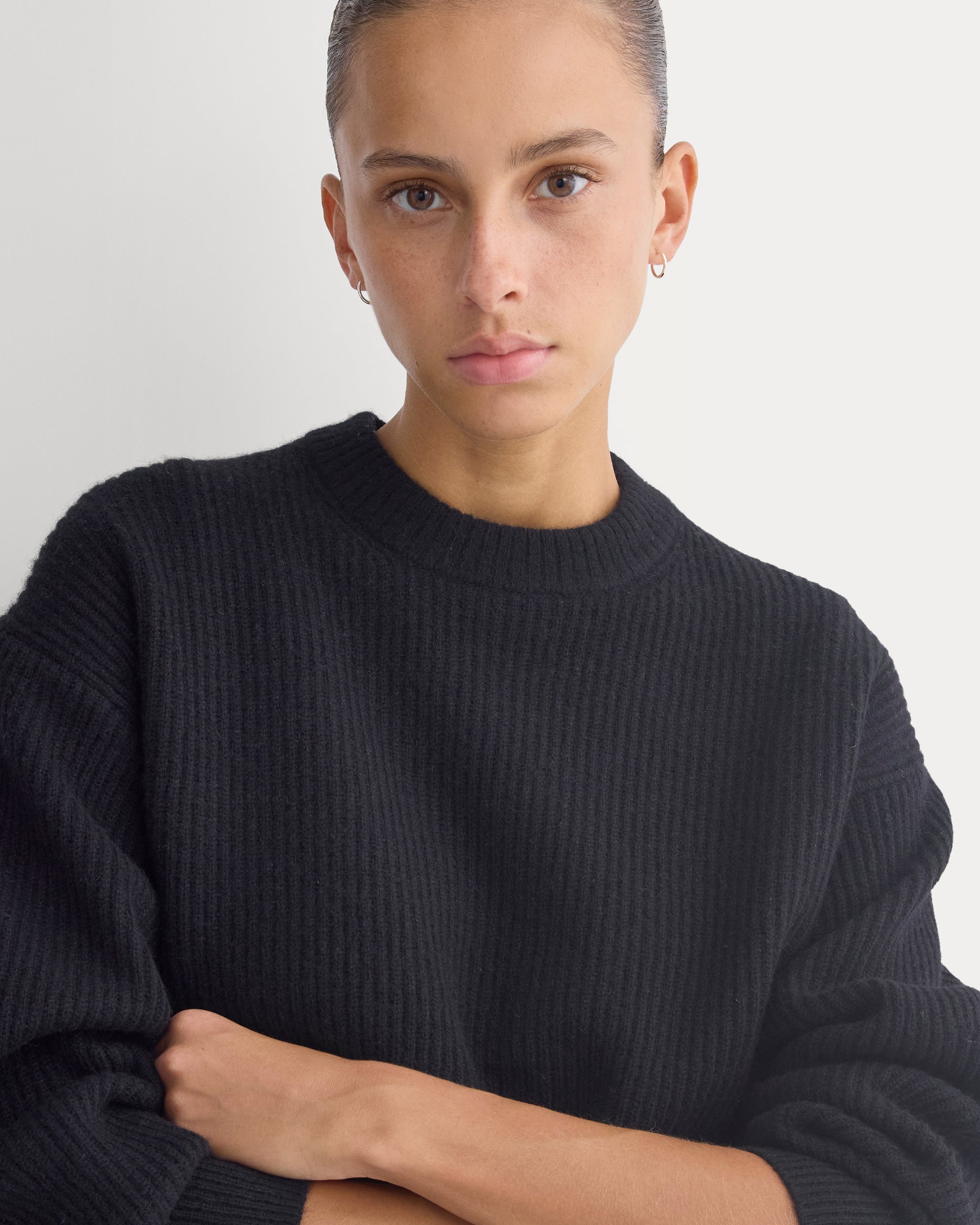 Cashmere Fisherman Crew | Black