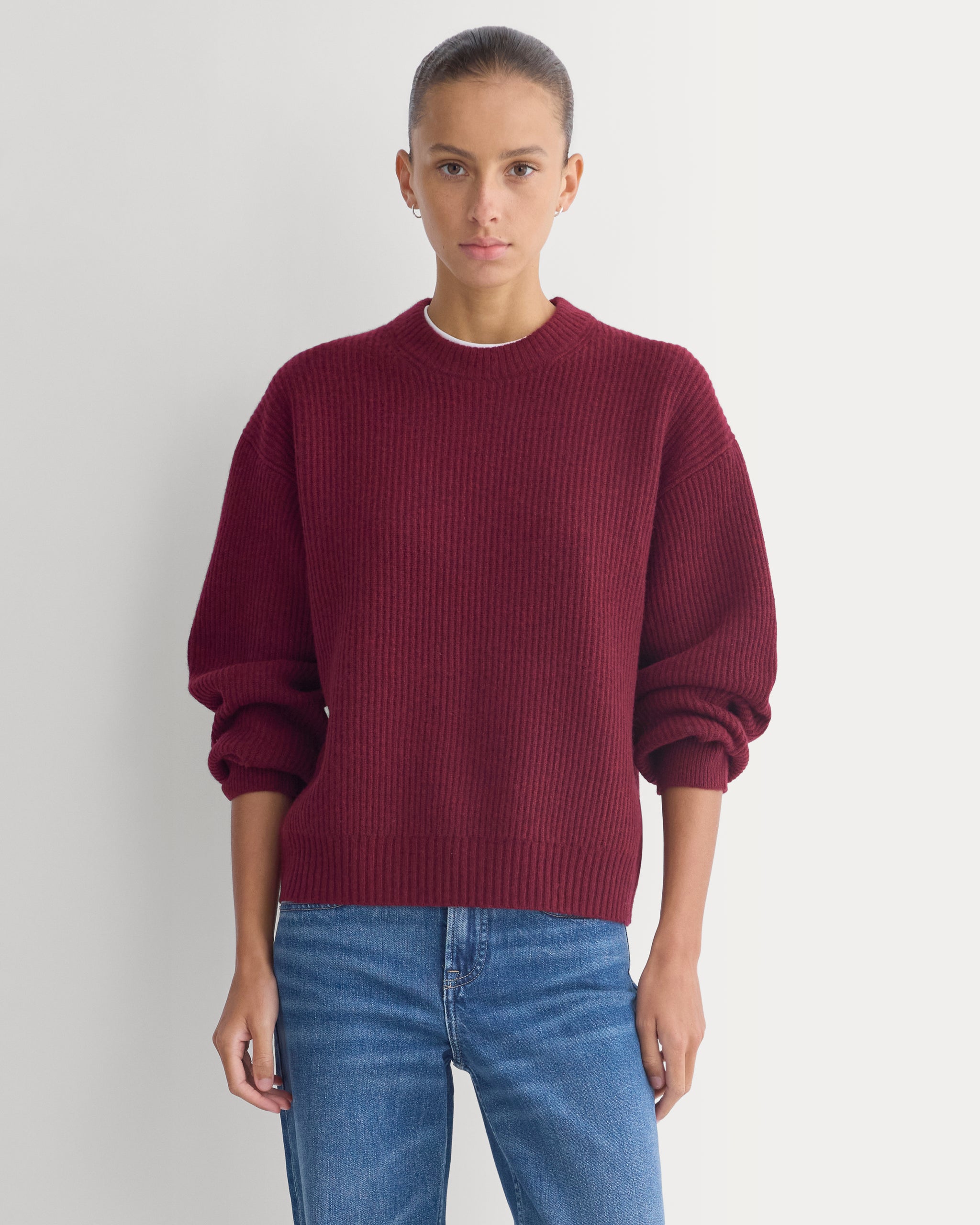 Cashmere Fisherman Crew | Heather Wine