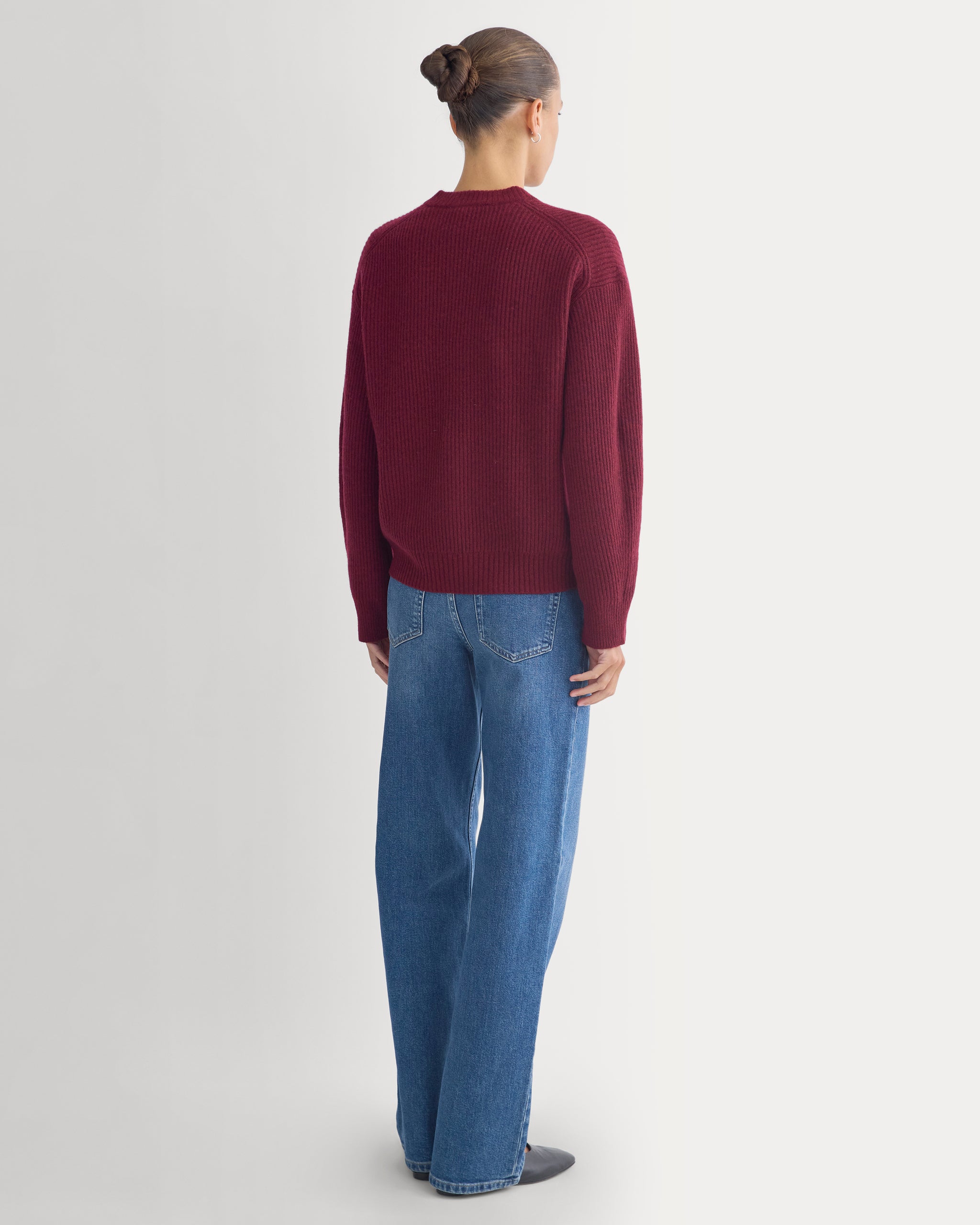 Cashmere Fisherman Crew | Heather Wine