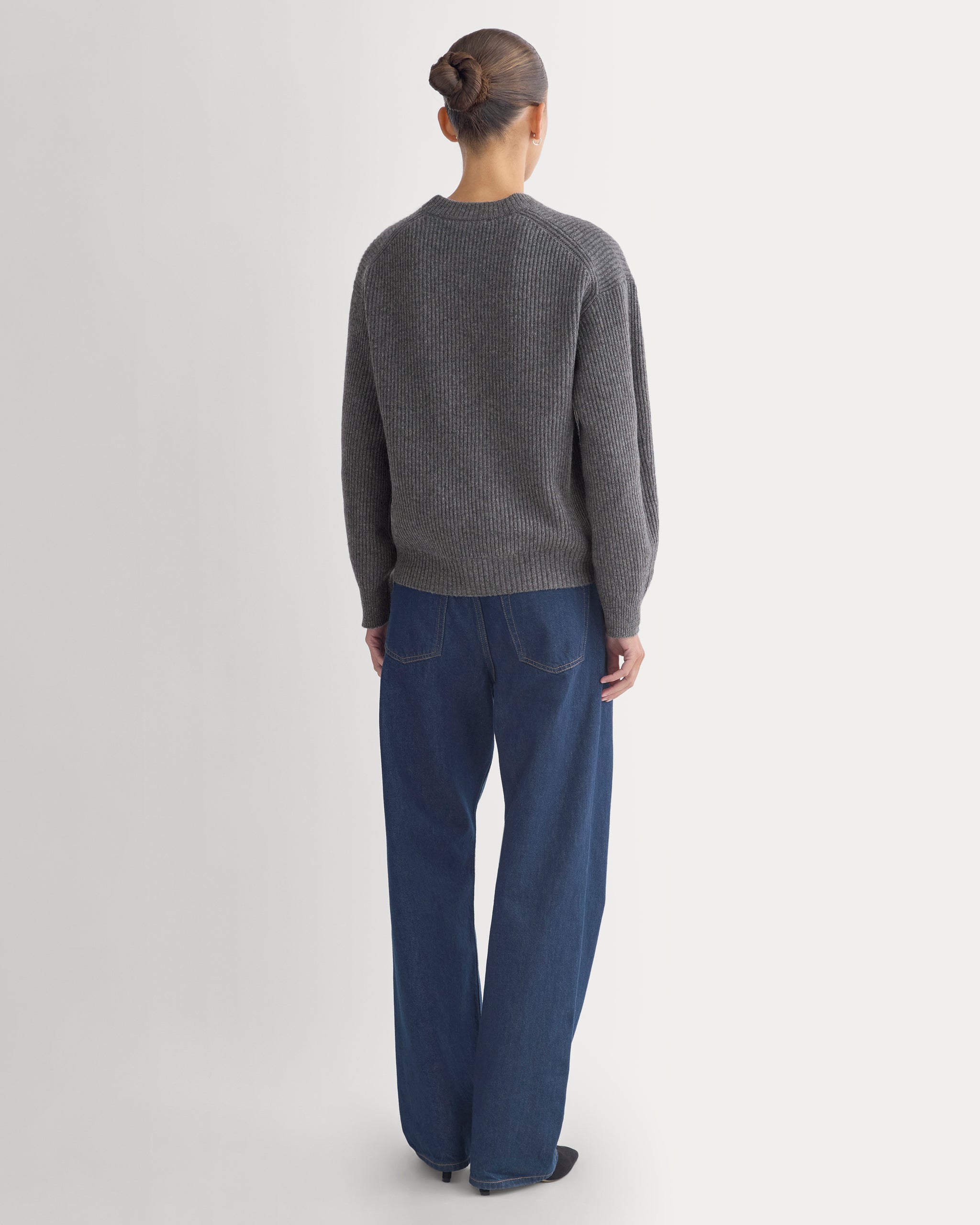 Cashmere Fisherman Crew | Heather Charcoal