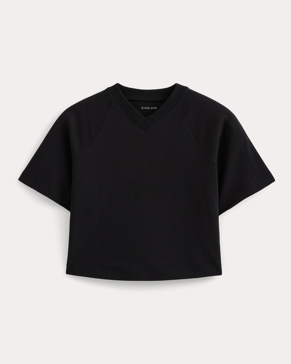 Premium Weight Cropped Paneled Tee | Black