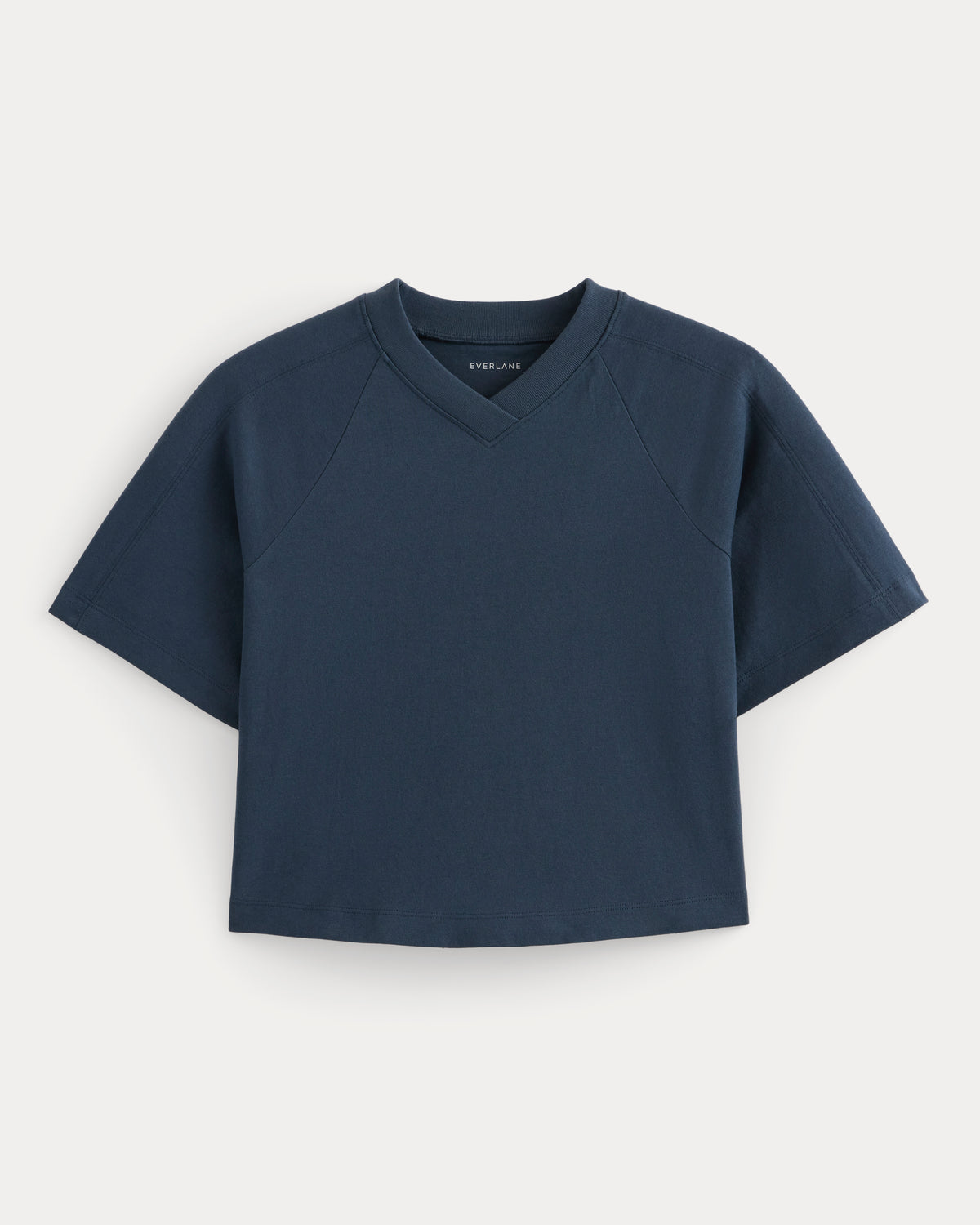 Premium Weight Cropped Paneled Tee | Midnight Navy