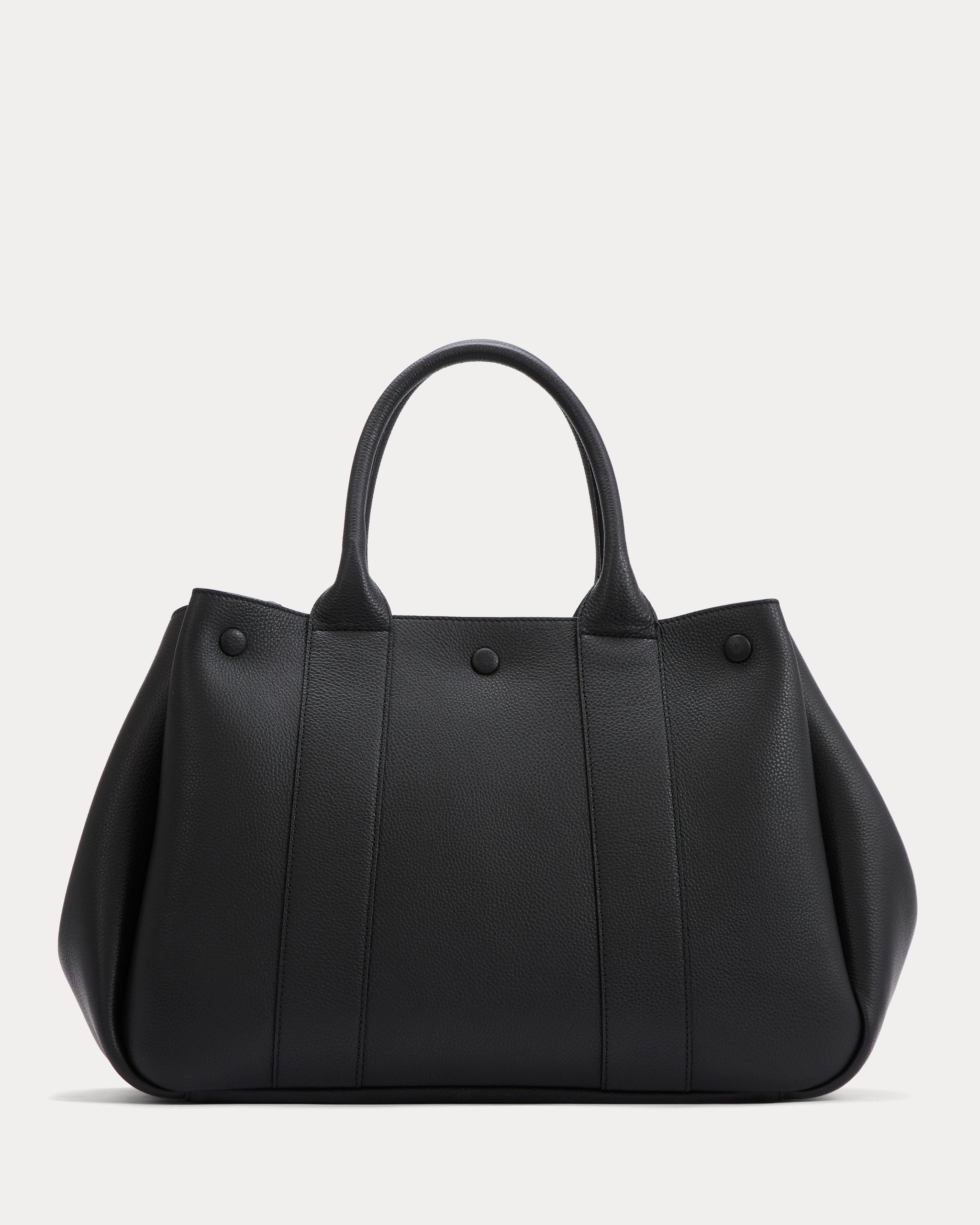 Leather Boxy Tote | Black Pebble Leather