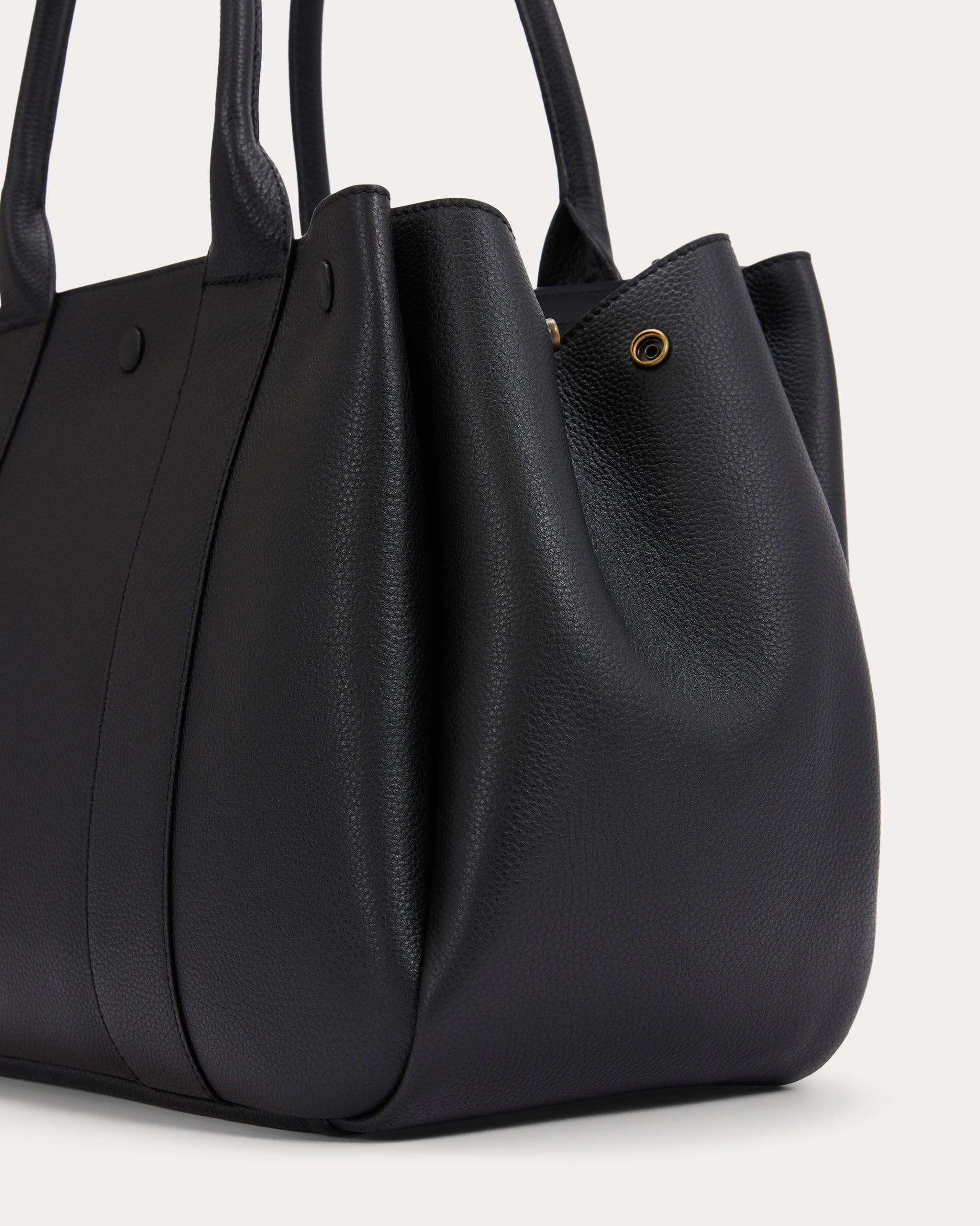 Leather Boxy Tote | Black Pebble Leather