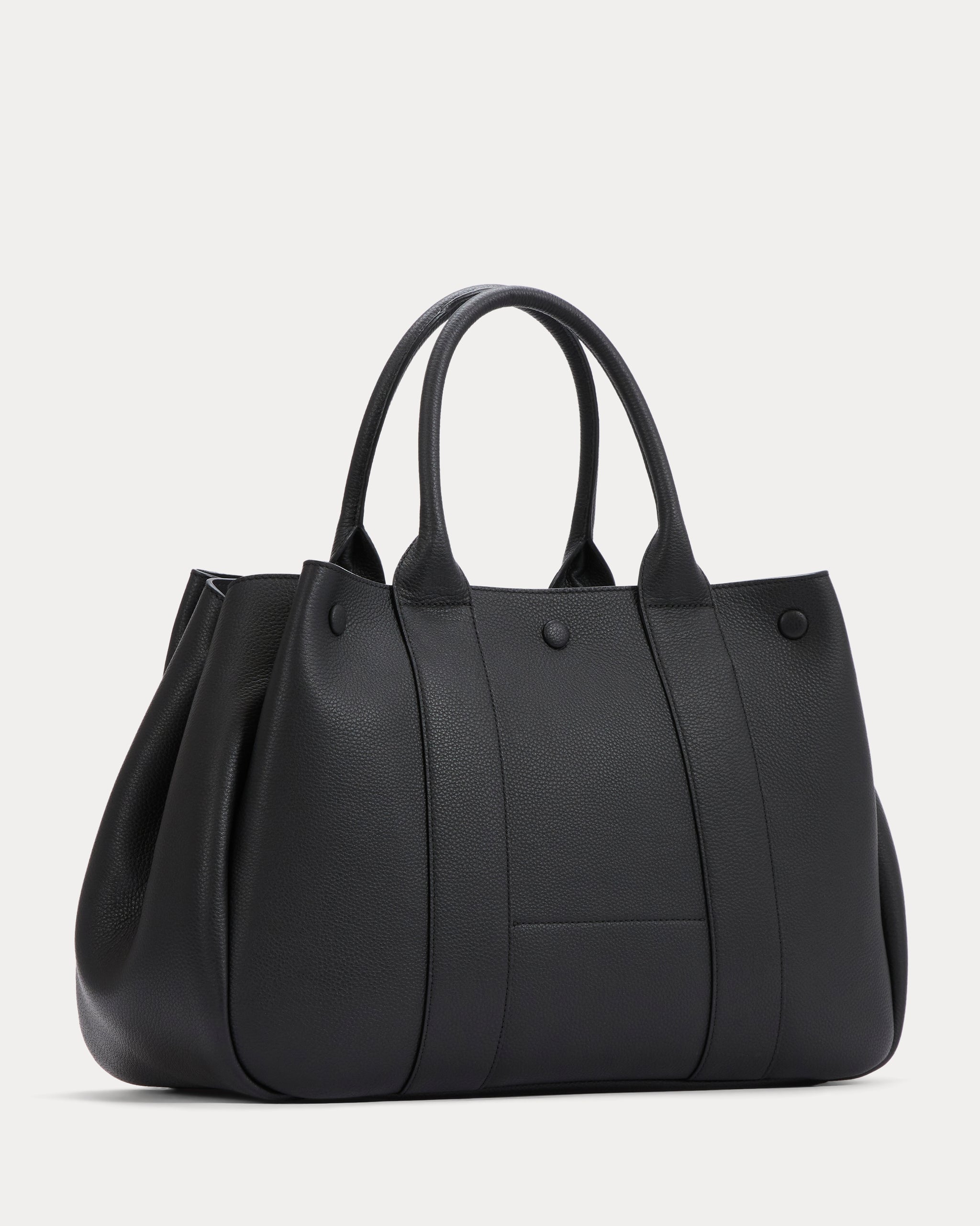 Leather Boxy Tote | Black Pebble Leather