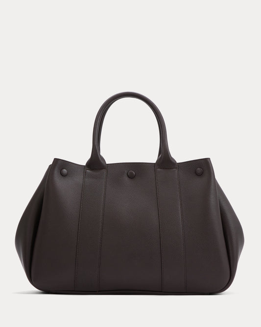 Leather Boxy Tote | Chocolate Pebble Leather