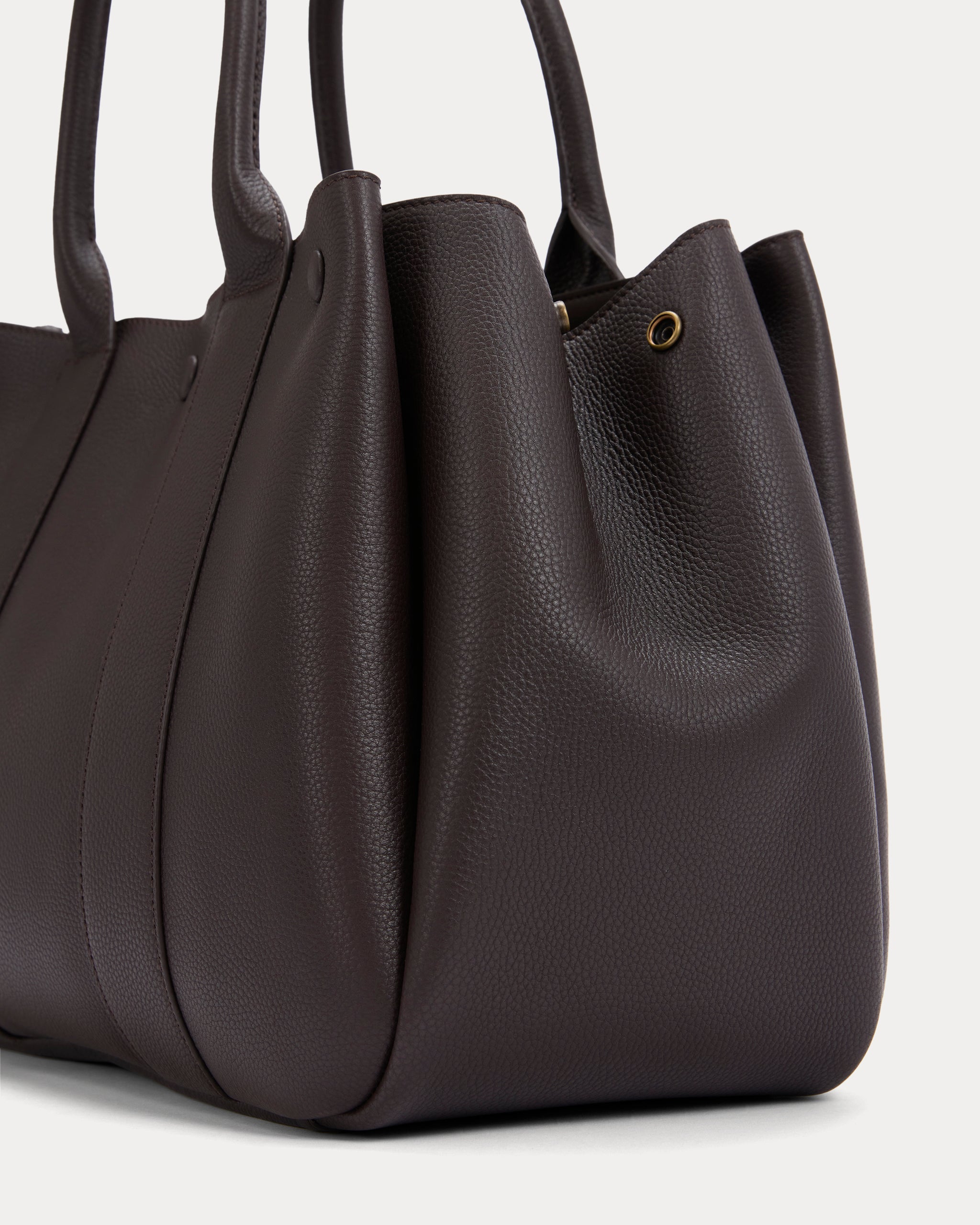 Leather Boxy Tote | Chocolate Pebble Leather