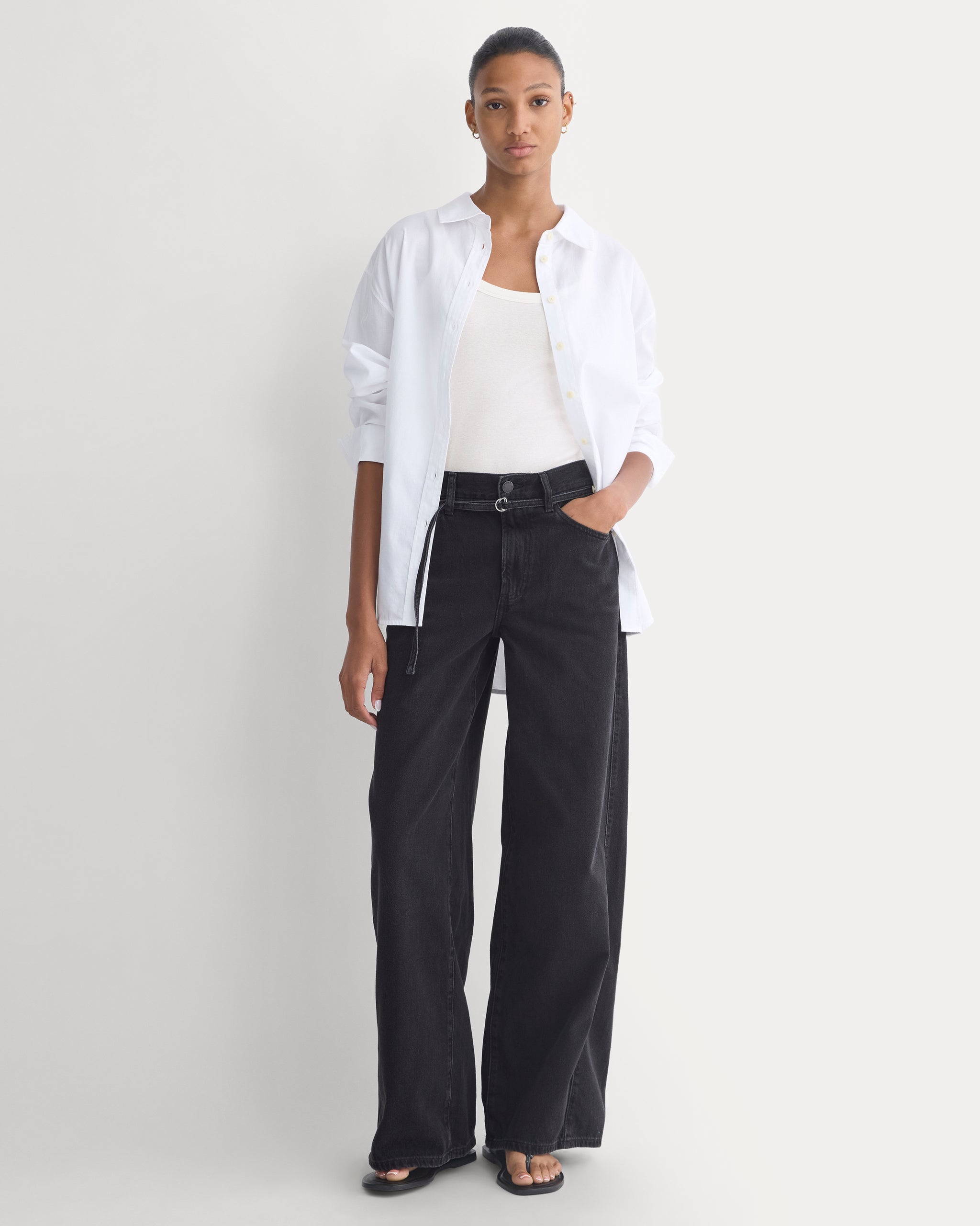 Lightweight Loose Wide-Leg Jean | Black | Regular