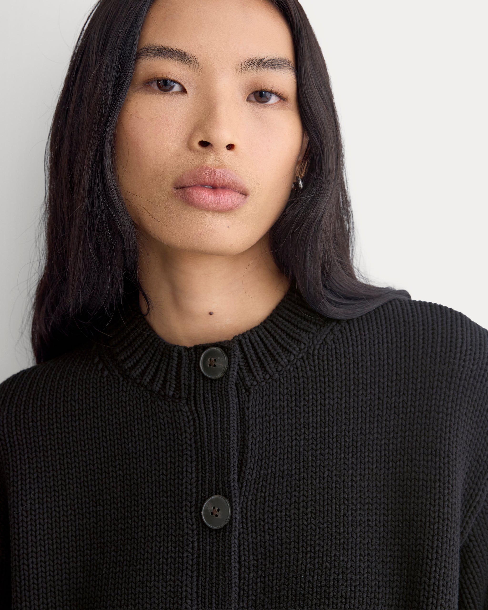Open-Knit Crew in Elevated Cotton | Black