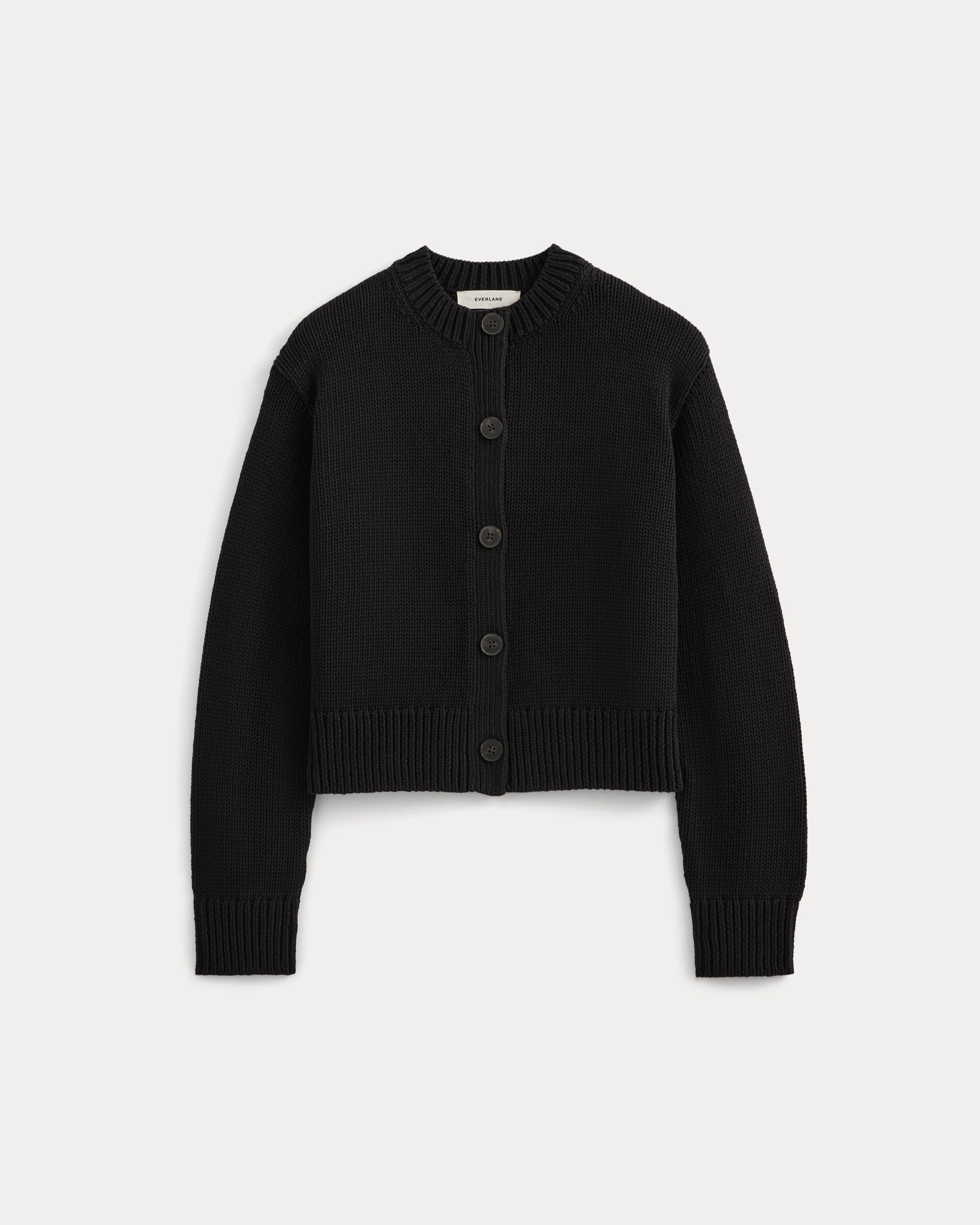 Open-Knit Crew in Elevated Cotton | Black