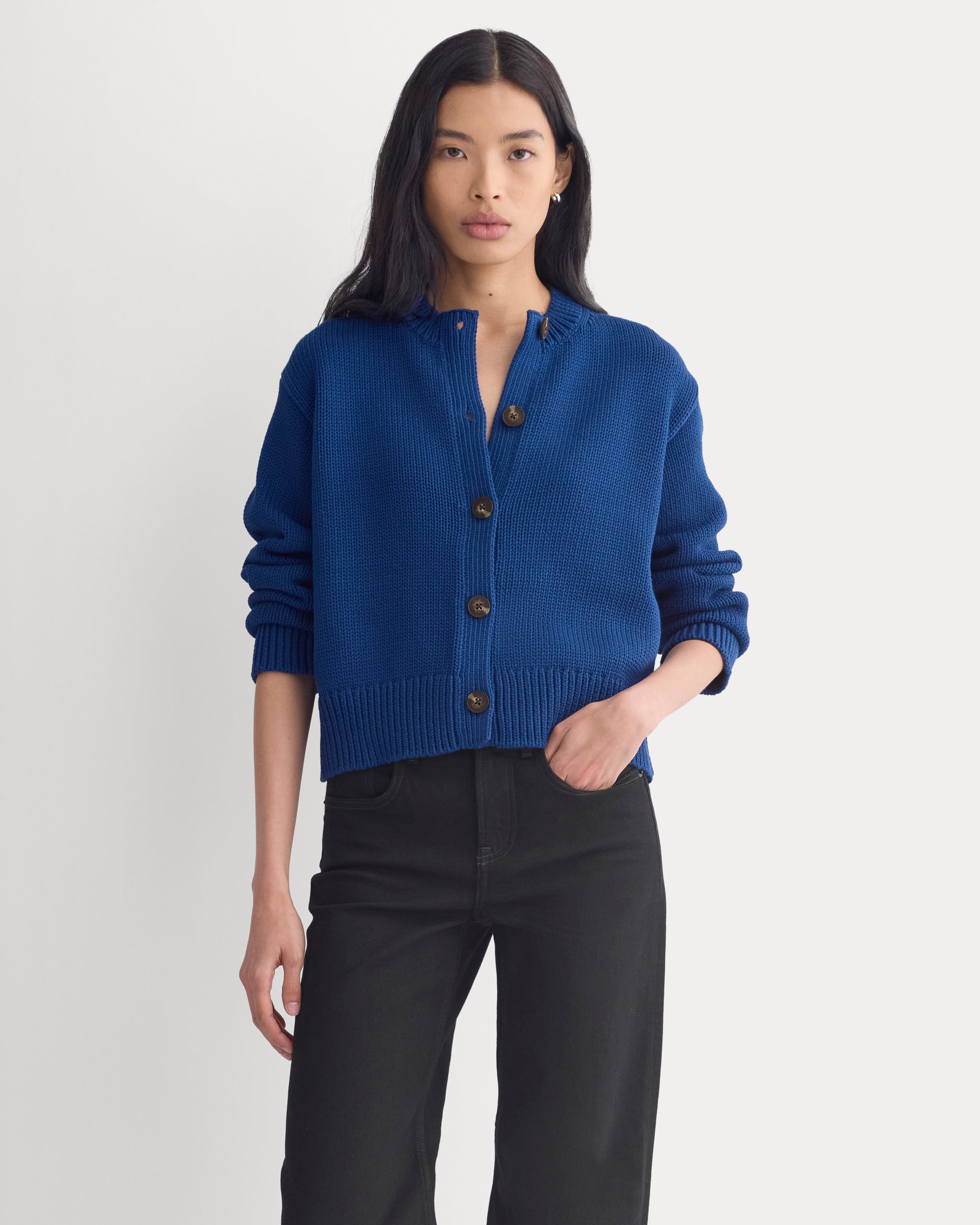 Open-Knit Crew in Elevated Cotton | Estate Blue