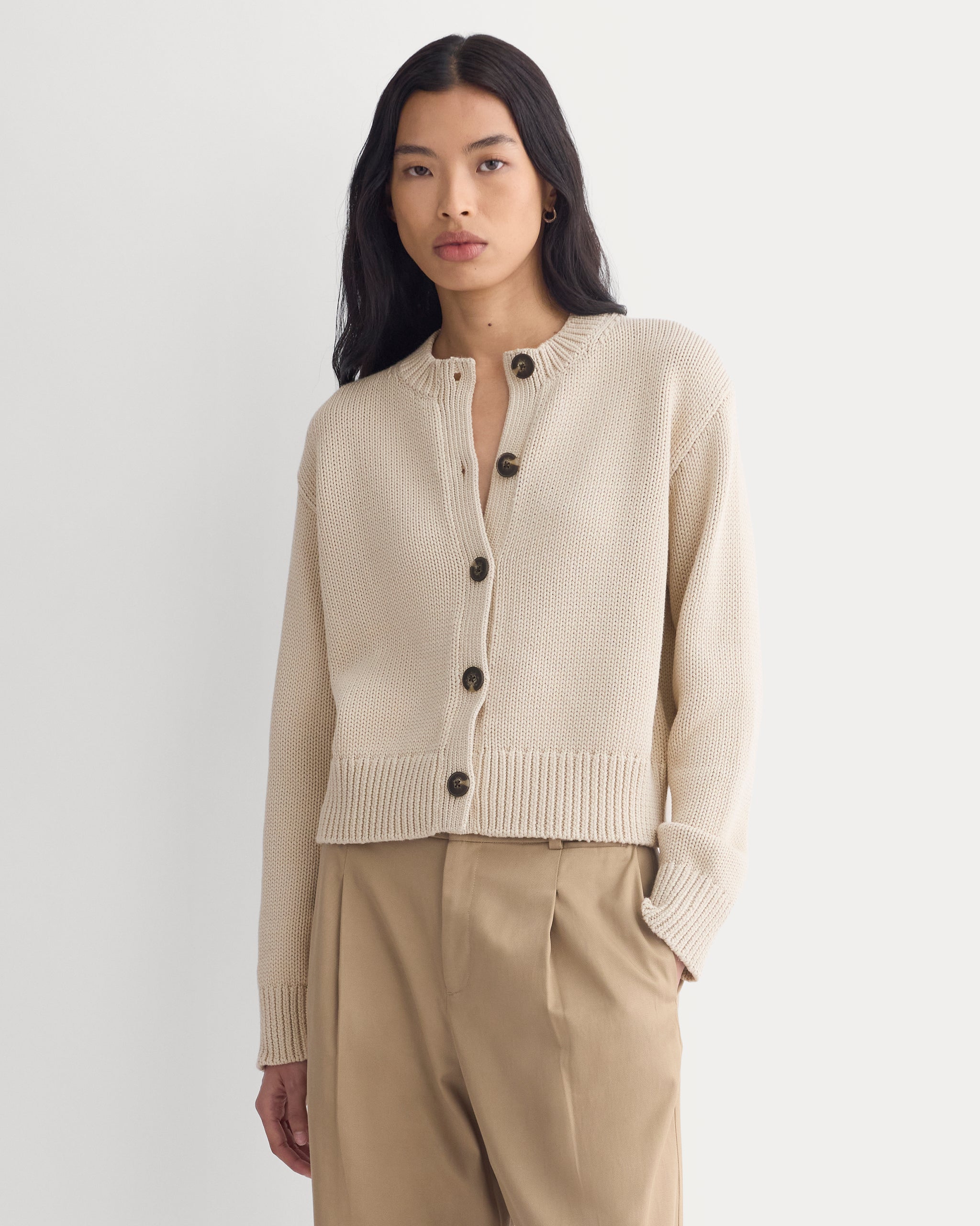 Open-Knit Crew in Elevated Cotton | Peyote
