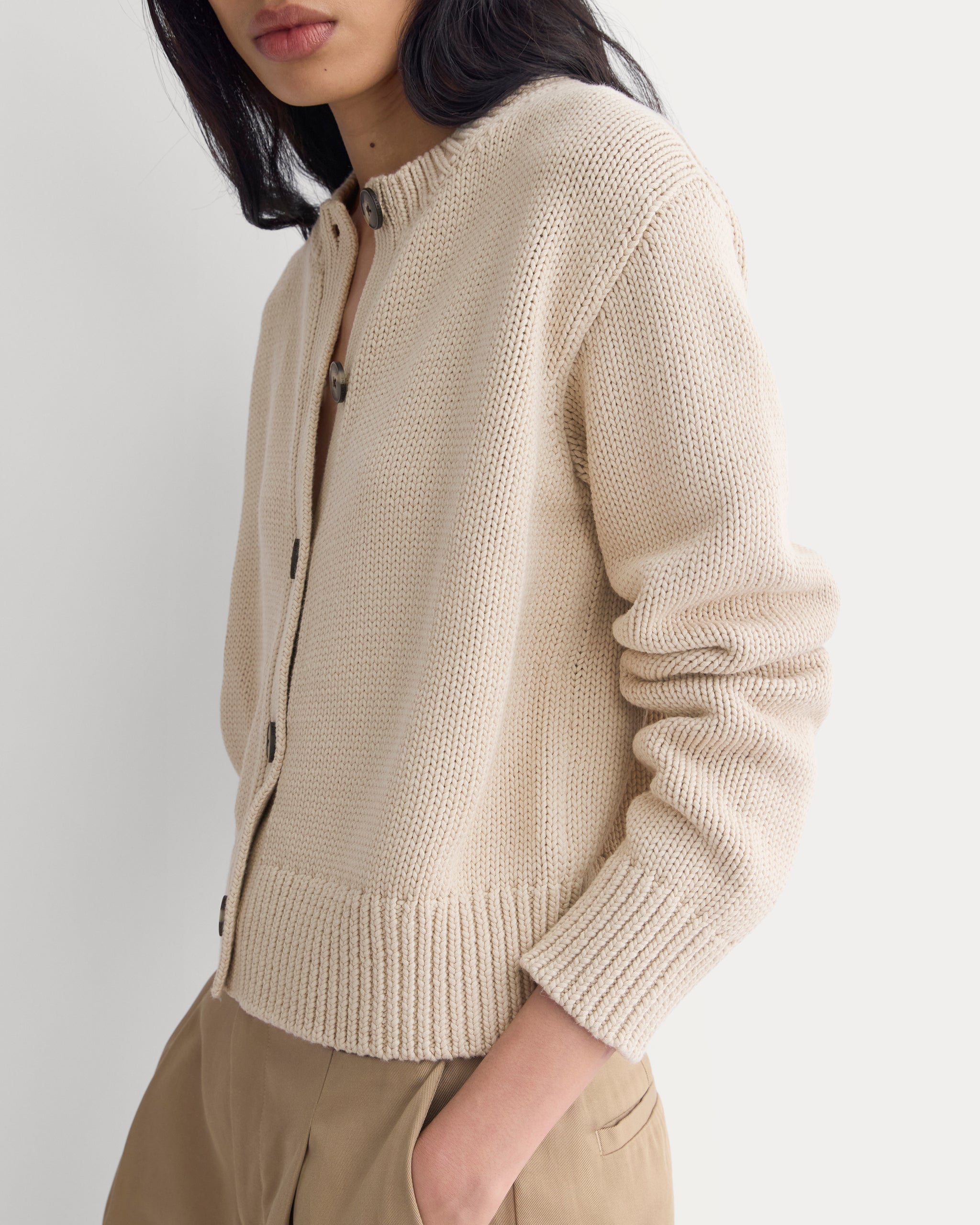 Open-Knit Crew in Elevated Cotton | Peyote