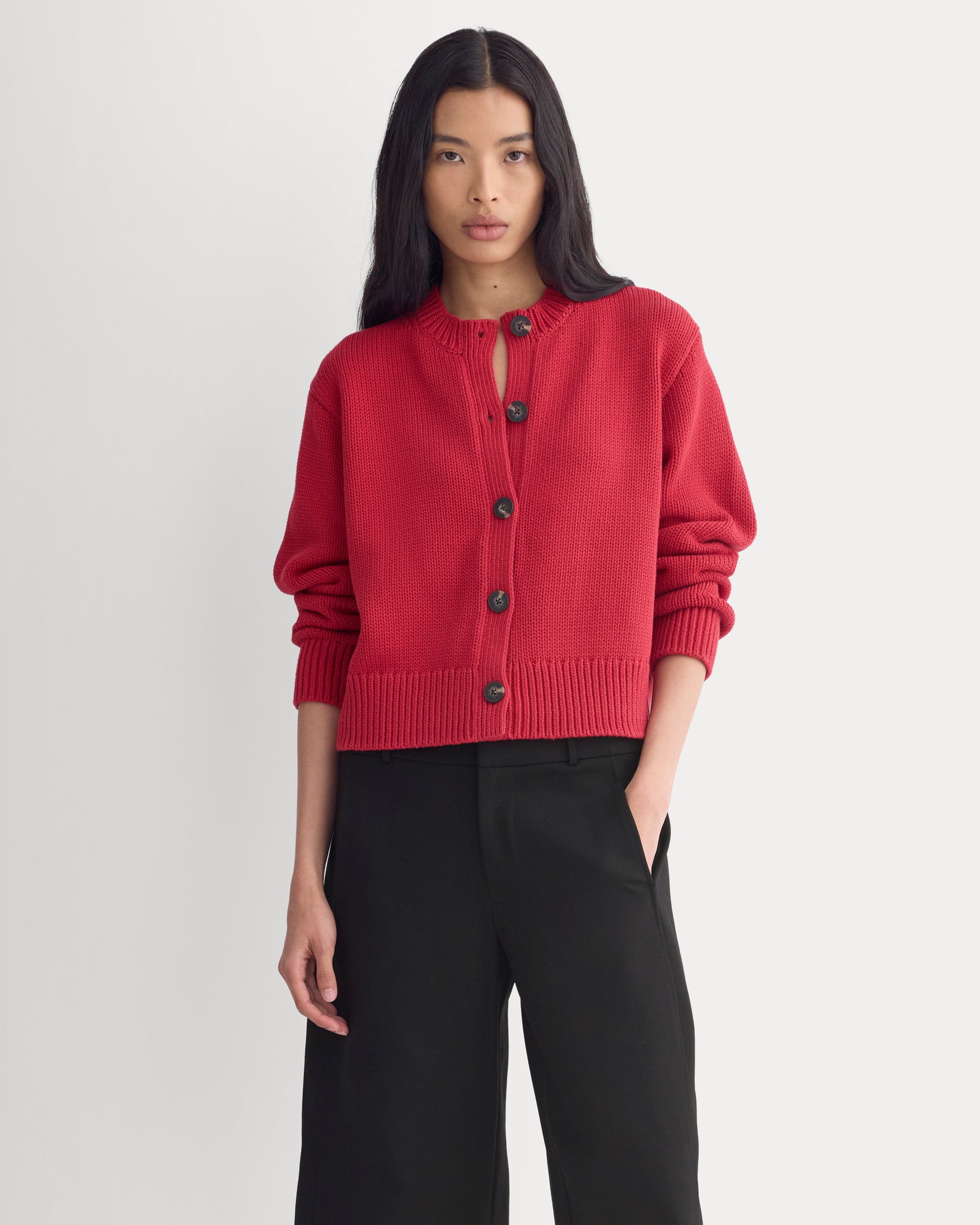 Open-Knit Crew in Elevated Cotton | Vintage Red