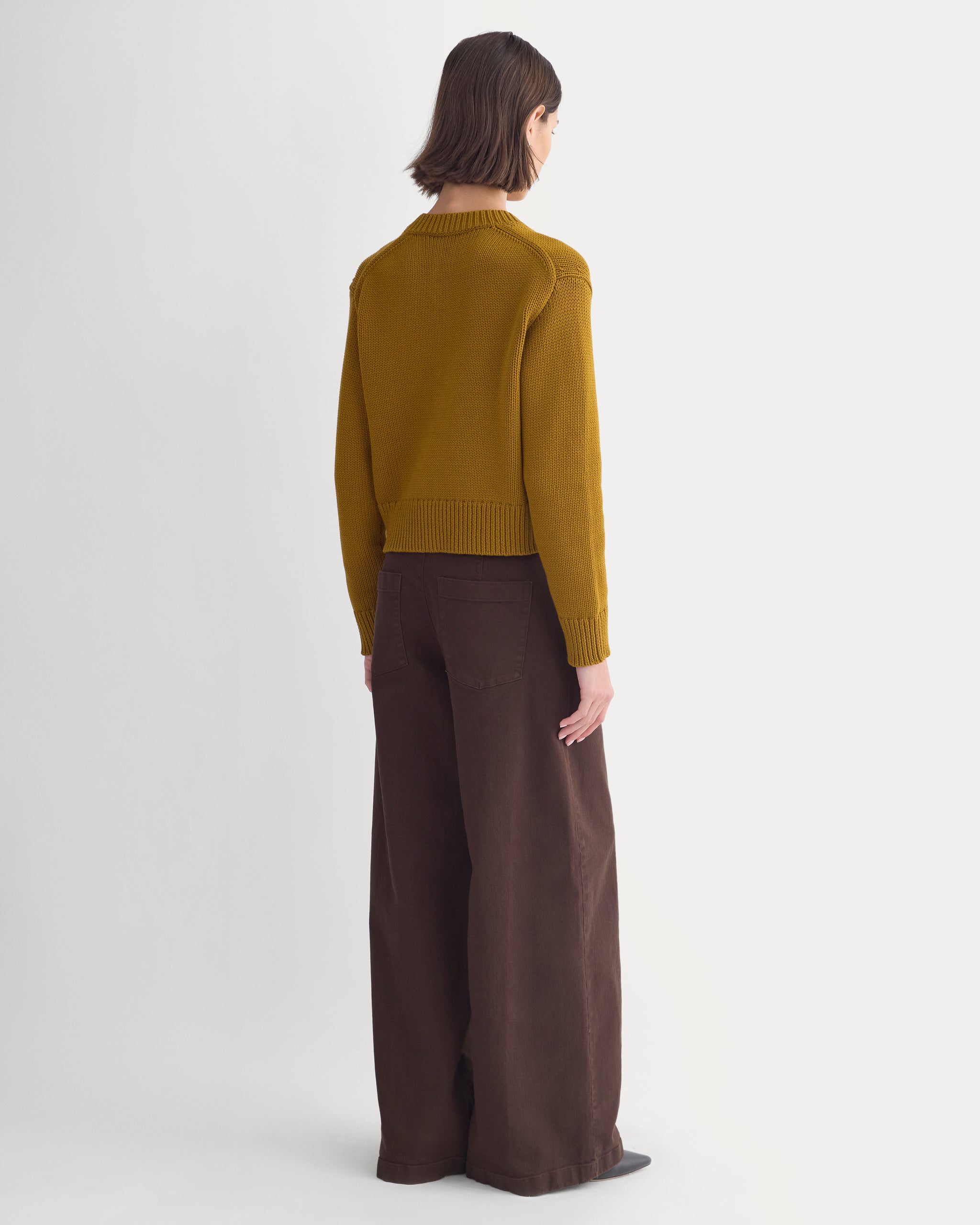 Open-Knit Crew in Elevated Cotton | Tapenade