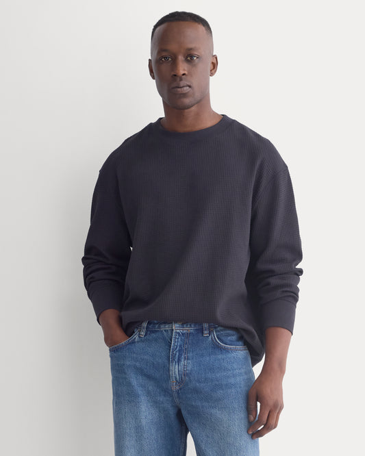 Waffle Knit Crew | Black
