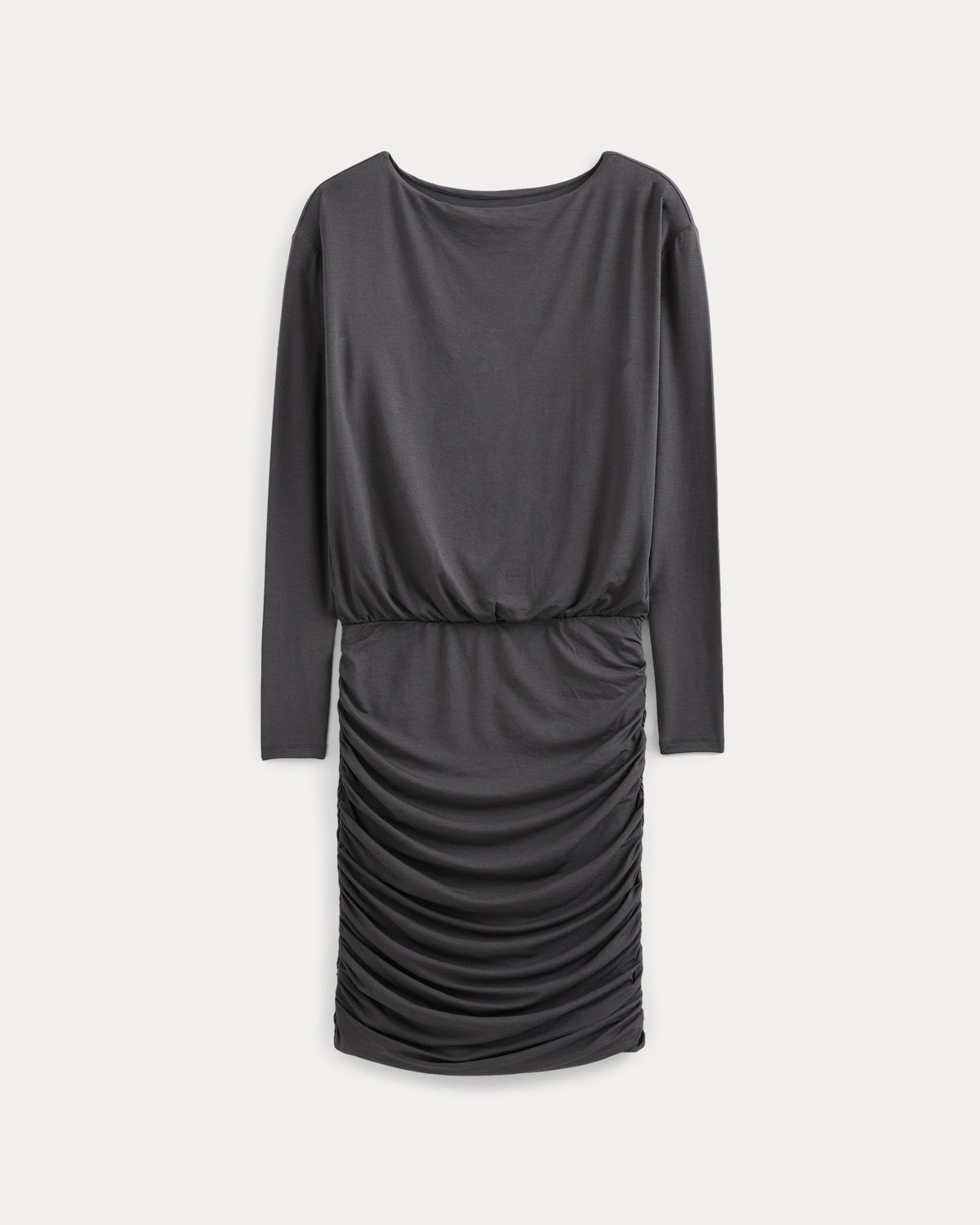 Drapey Jersey Ruched Mini Dress | Graphite