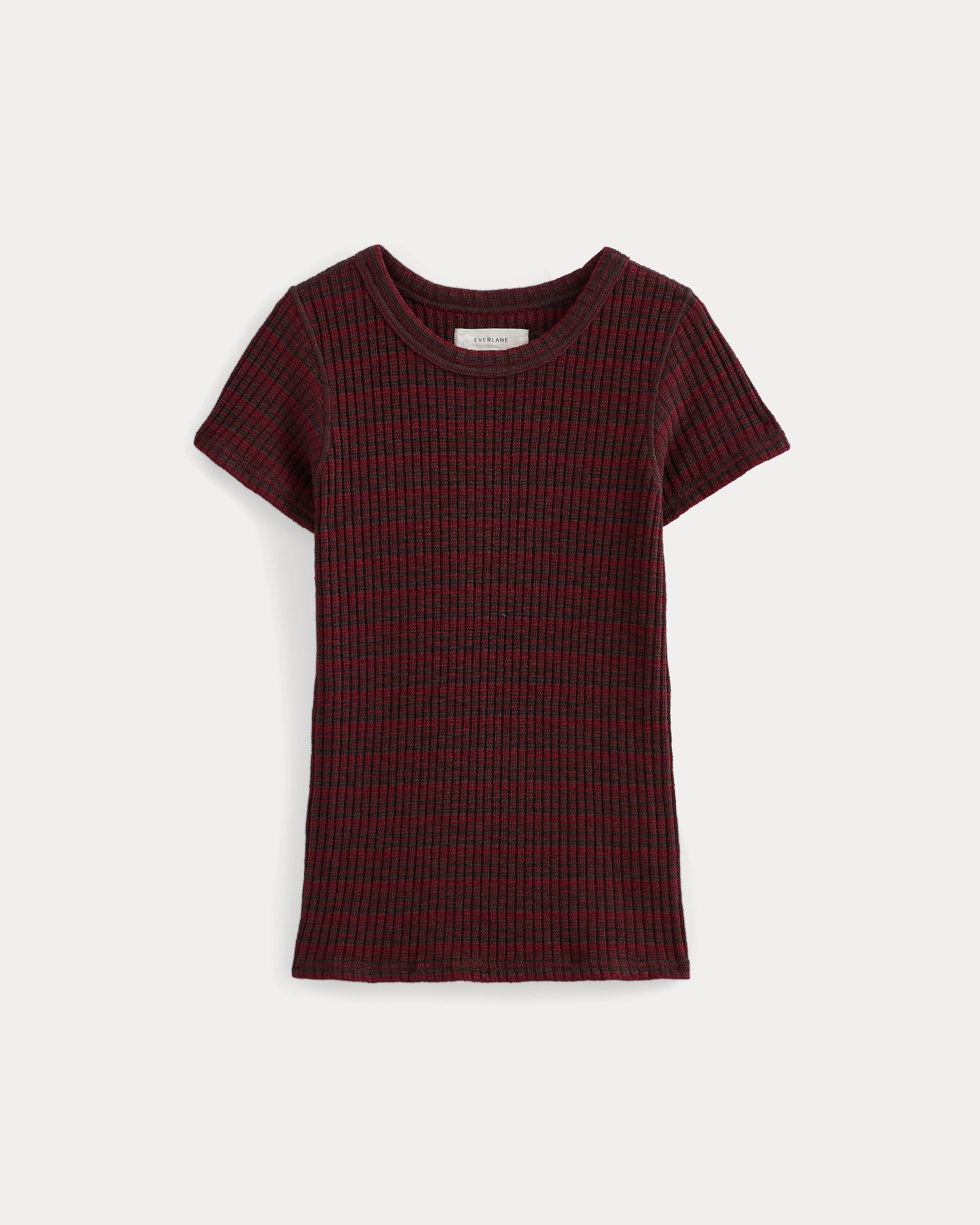 The Cozy Rib Tee | Cabernet / Coffee Bean