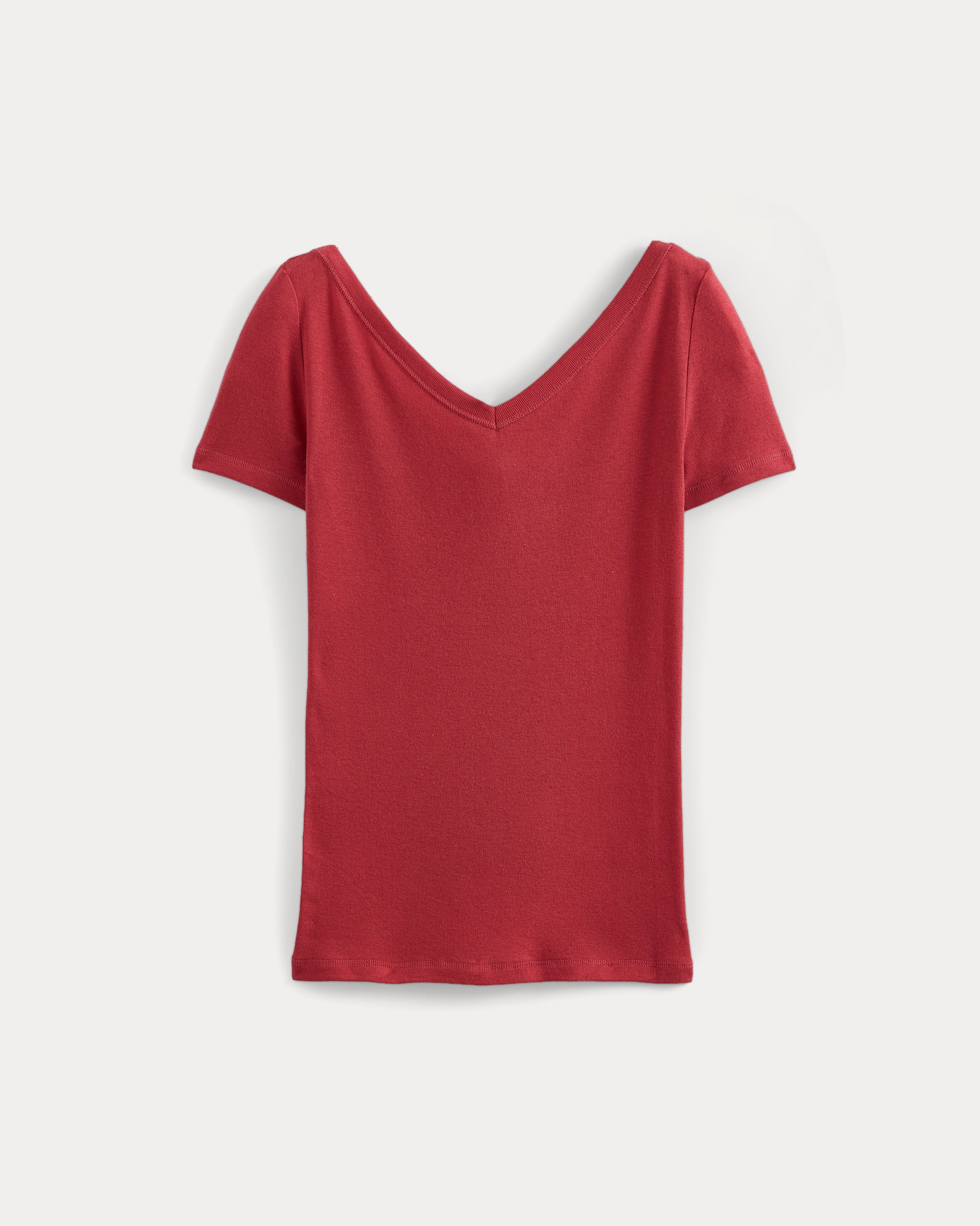 Tissue Short-Sleeve V-Neck Top | Vintage Red