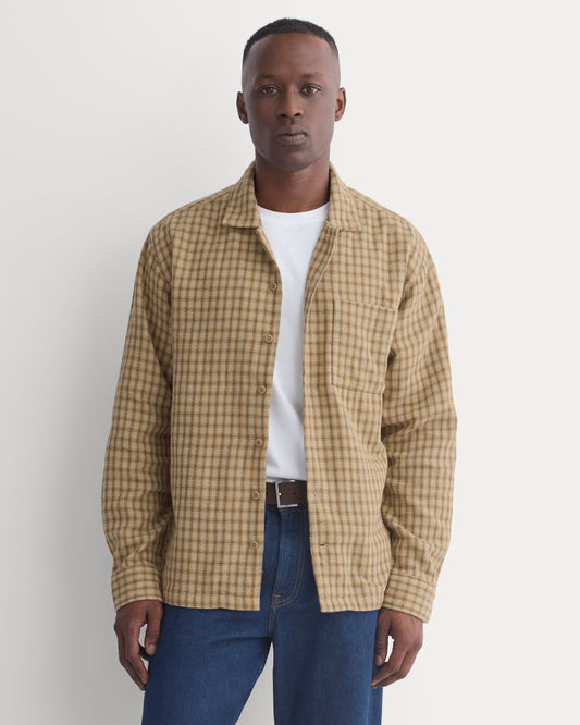 Double-Gauze Button-Down Shirt | Pale Khaki / Canvas Tan