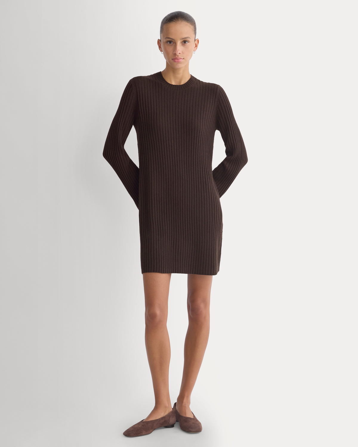Cashmere Long-Sleeve Mini Dress | Coffee Bean
