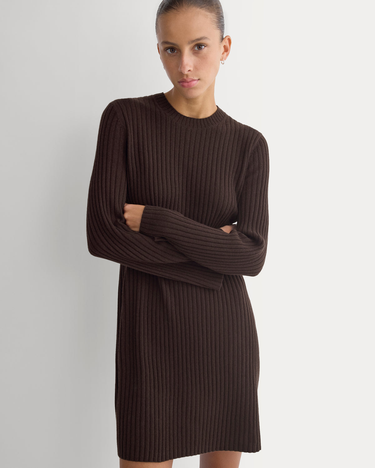 Cashmere Long-Sleeve Mini Dress | Coffee Bean