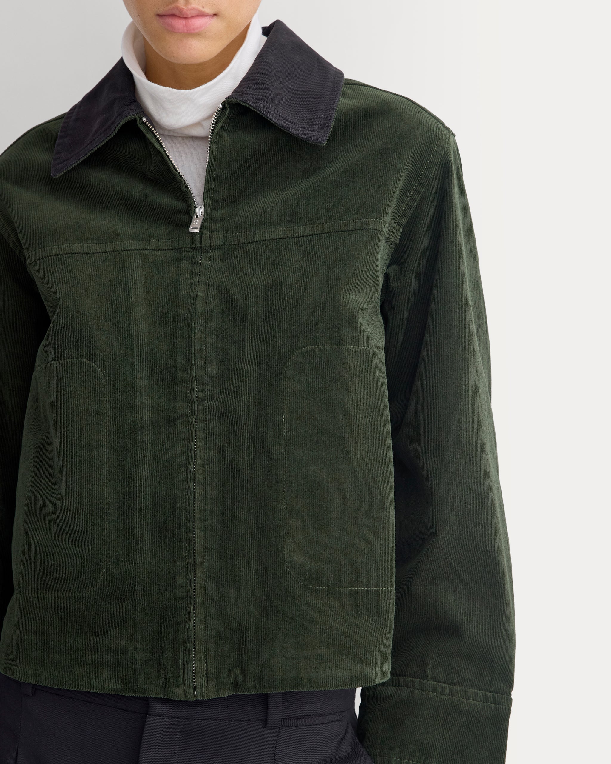 Stretch Corduroy Zip Jacket  | Dark Forest