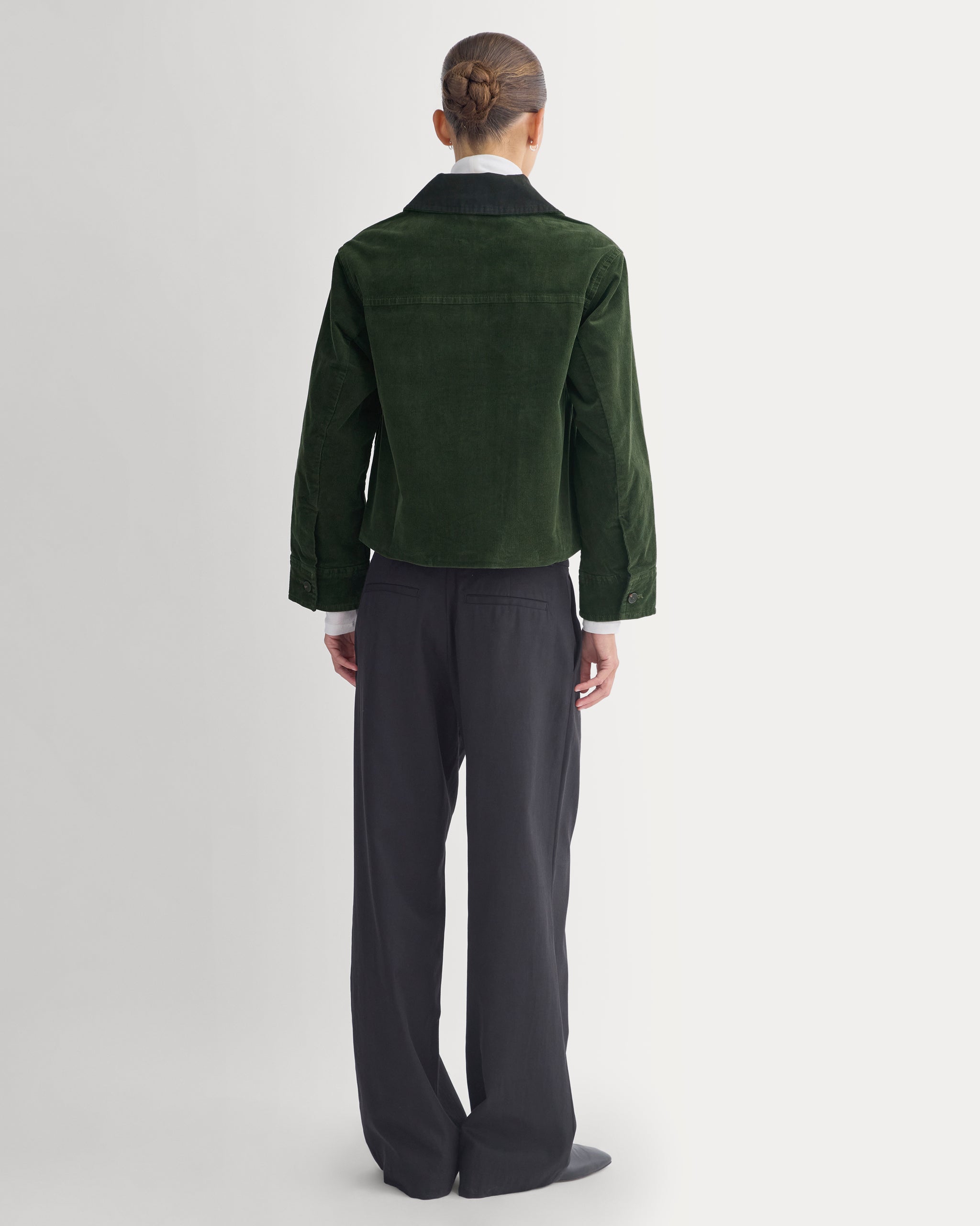 Stretch Corduroy Zip Jacket  | Dark Forest