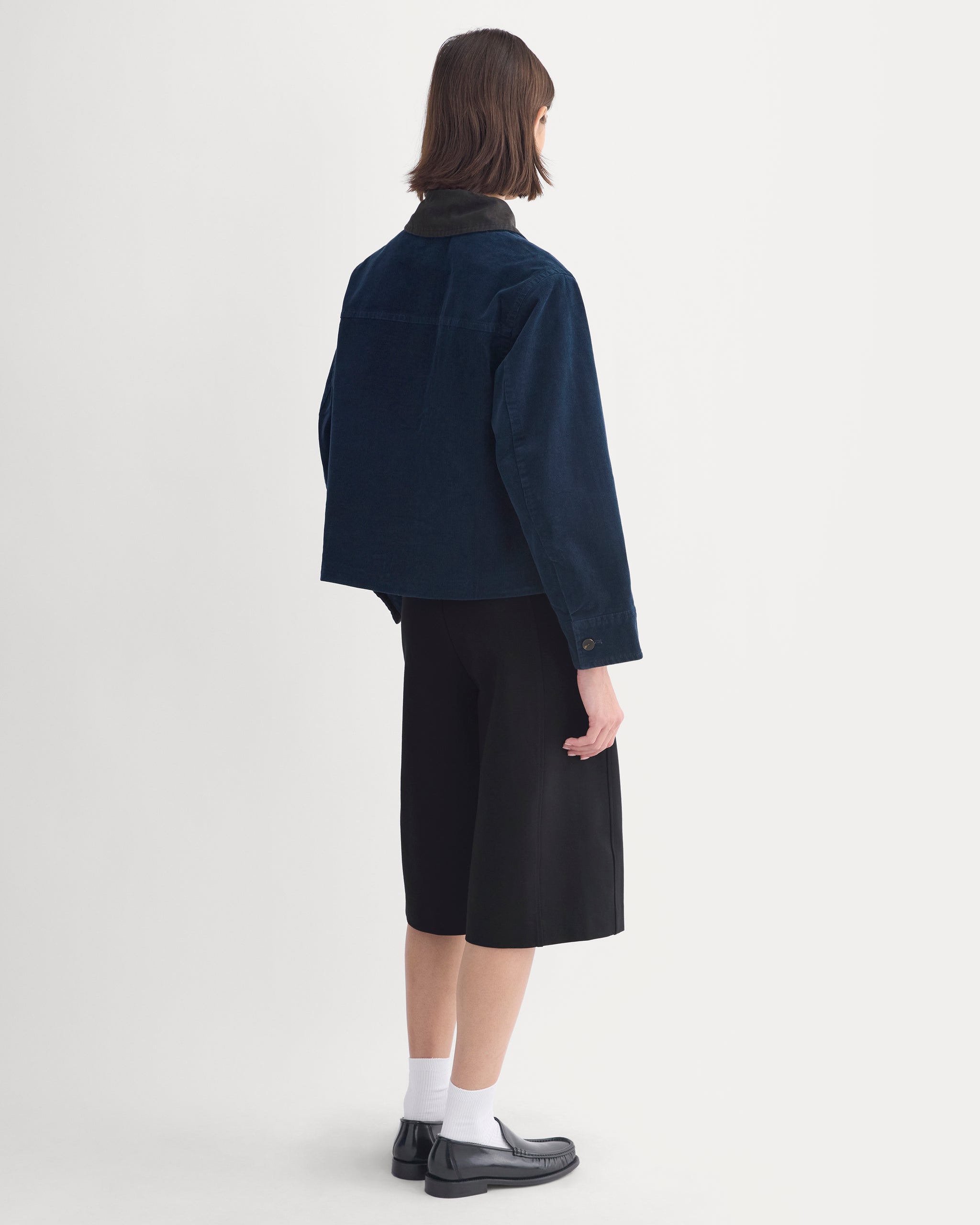 Stretch Corduroy Zip Jacket  | Deep Navy