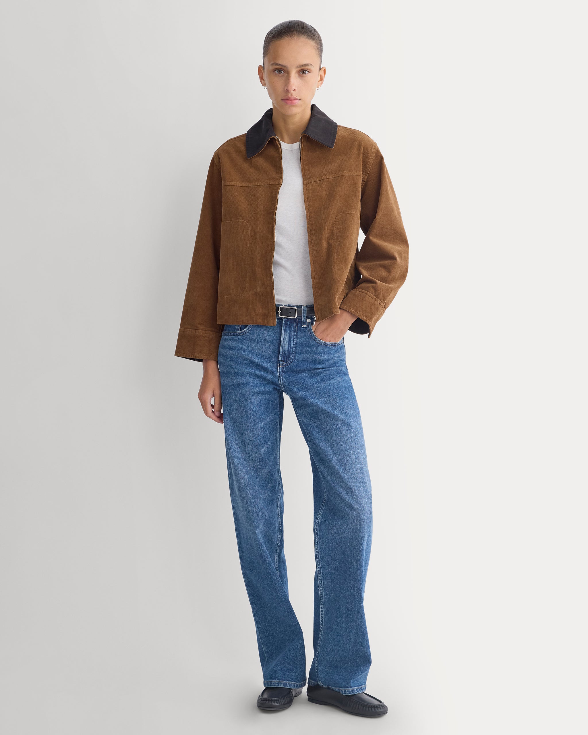 Stretch Corduroy Zip Jacket  | Toffee