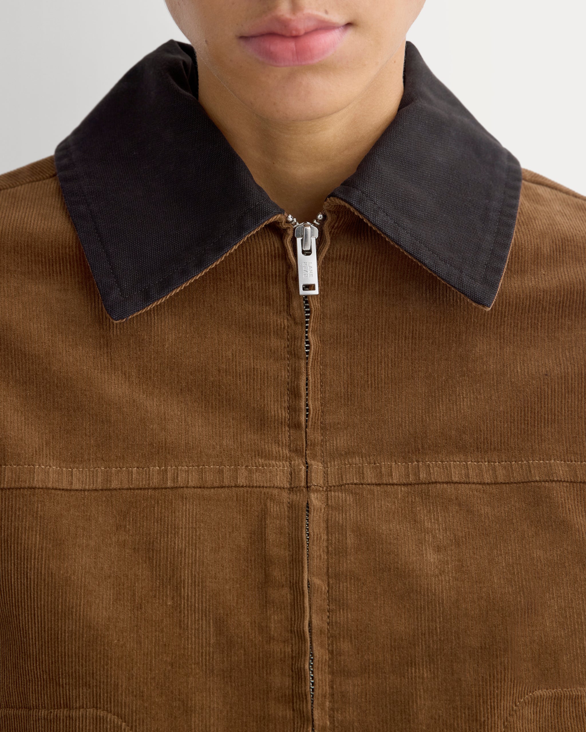 Stretch Corduroy Zip Jacket  | Toffee